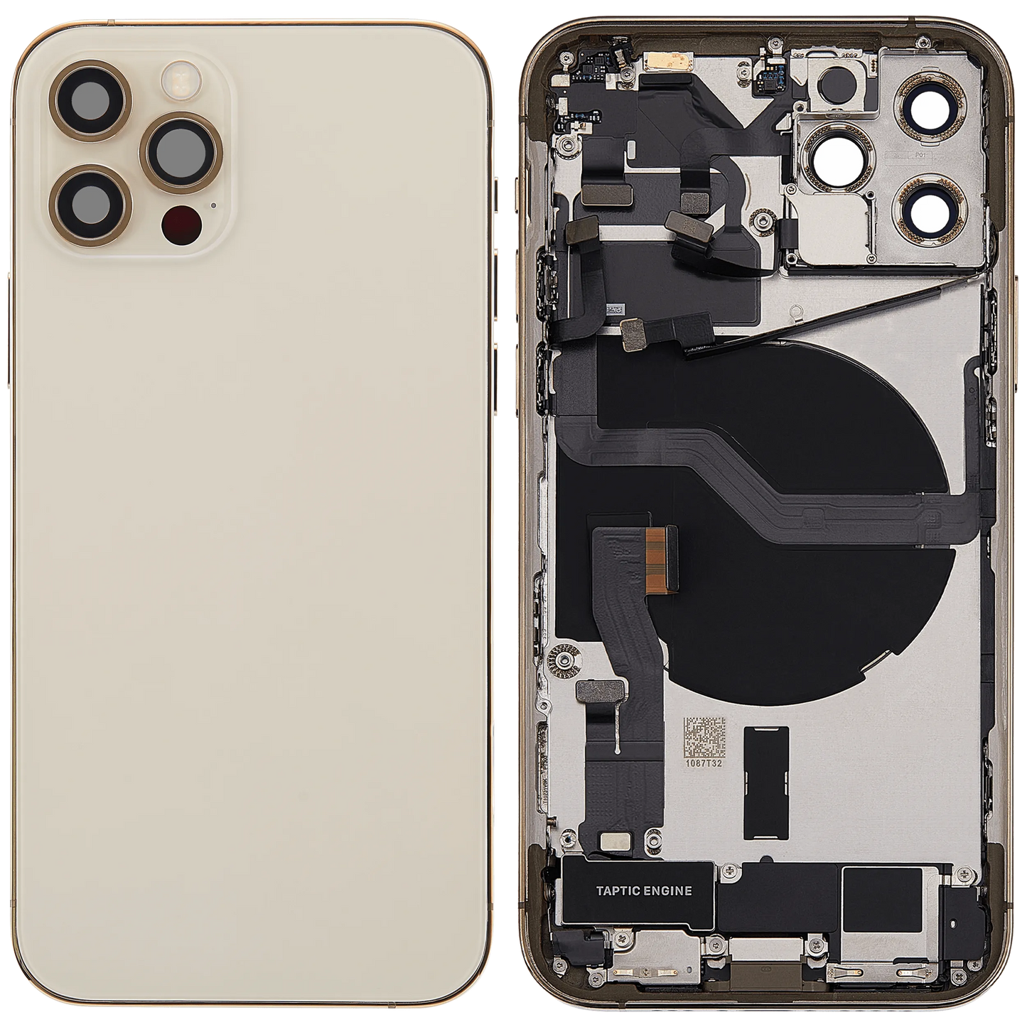 Back Housing W/ Charging Port Flex & Small Parts For iPhone 12 Pro (EU / Global Version) (Used OEM) (Pull) (Gold)