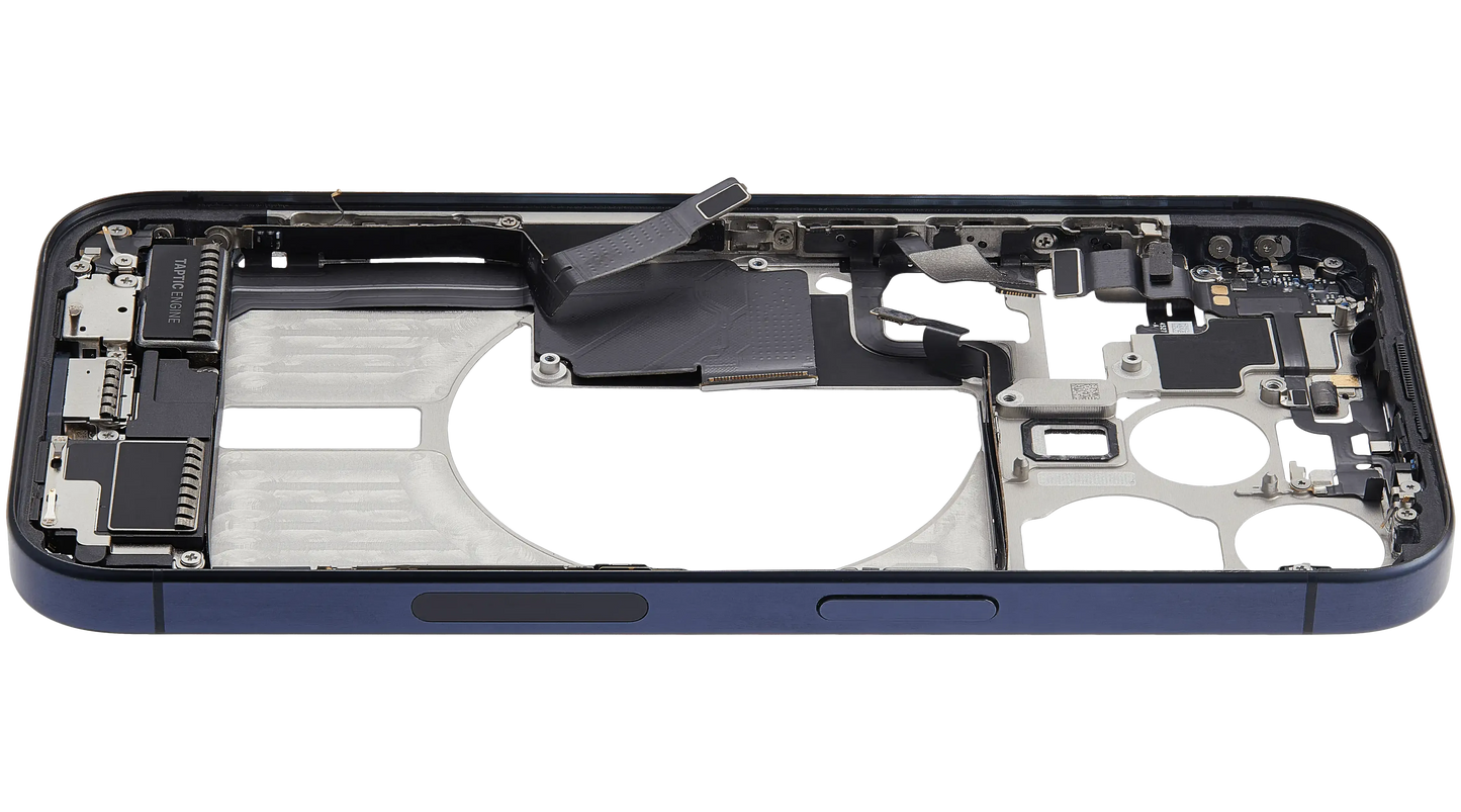 Mid-Frame Housing W/ Charging Port Flex & Small Parts For iPhone 15 Pro (US Version) (Pull) (Blue Titanium)