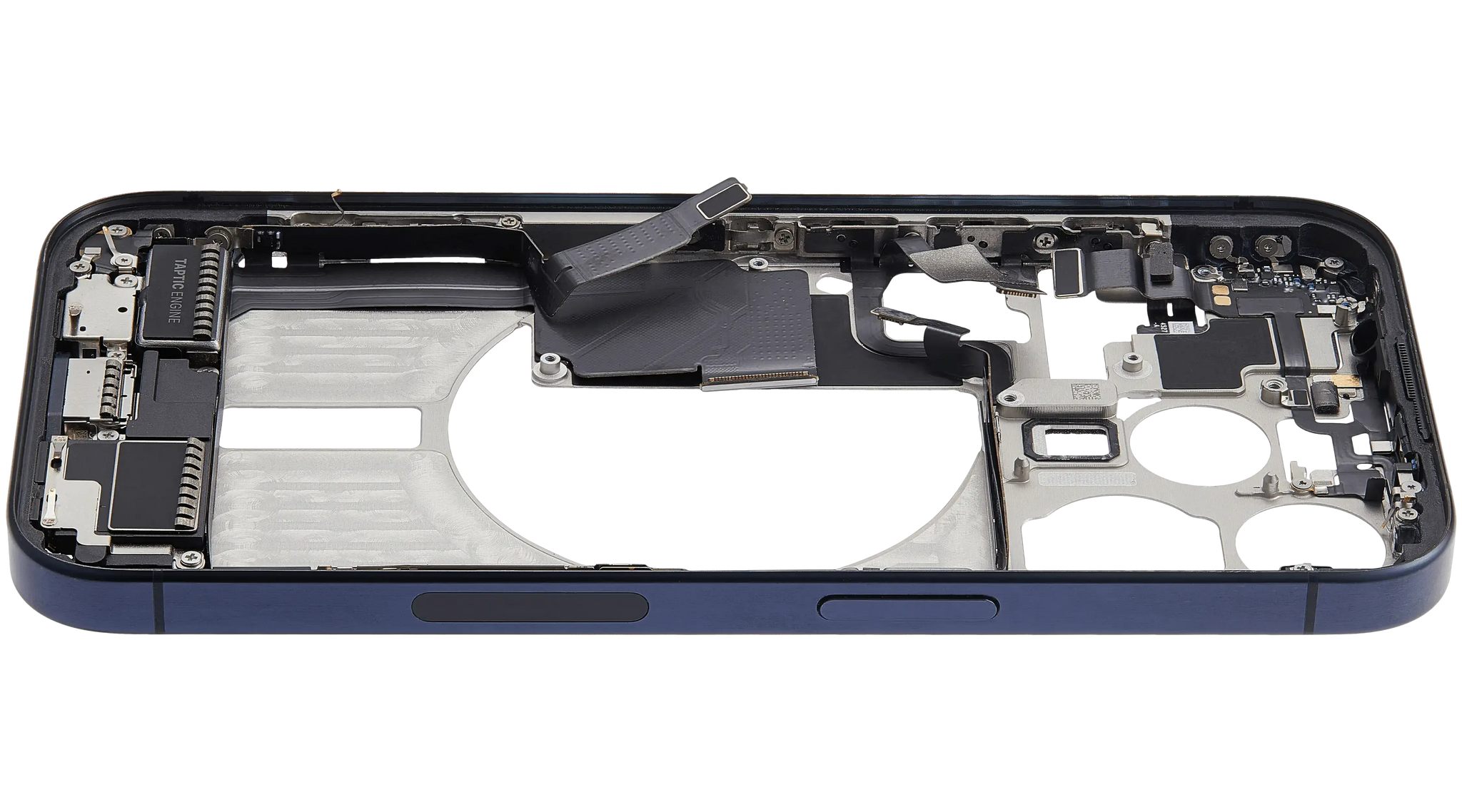 Mid-Frame Housing W/ Charging Port Flex & Small Parts For iPhone 15 Pro (US Version) (Pull) (Blue Titanium)