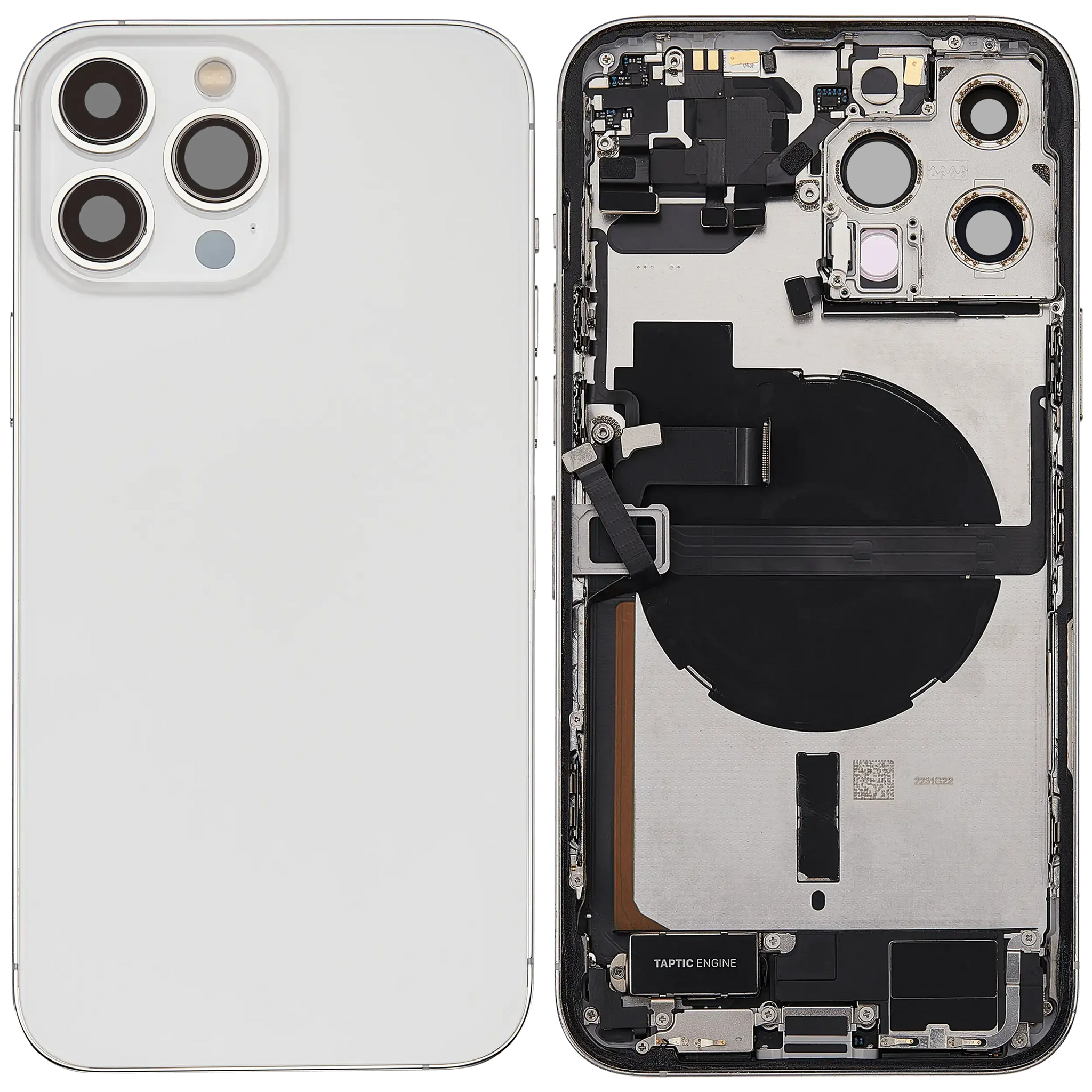 Back Housing W/ Small Parts For iPhone 13 Pro Max (EU / Global Version) (Used OEM) (Pull) (Silver)