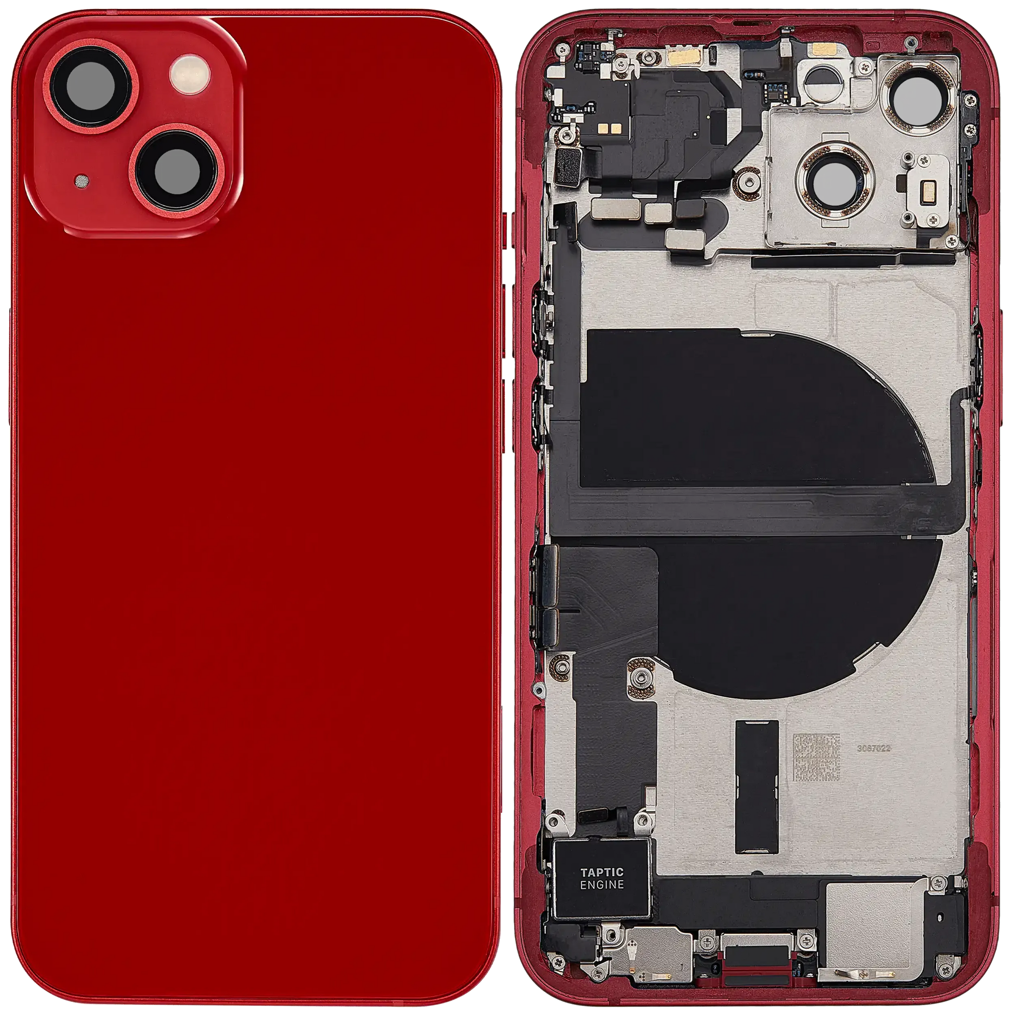 Back Housing W/ Charging Port Flex & Small Parts For iPhone 13 (US Version) (Used OEM) (Pull) (Red)