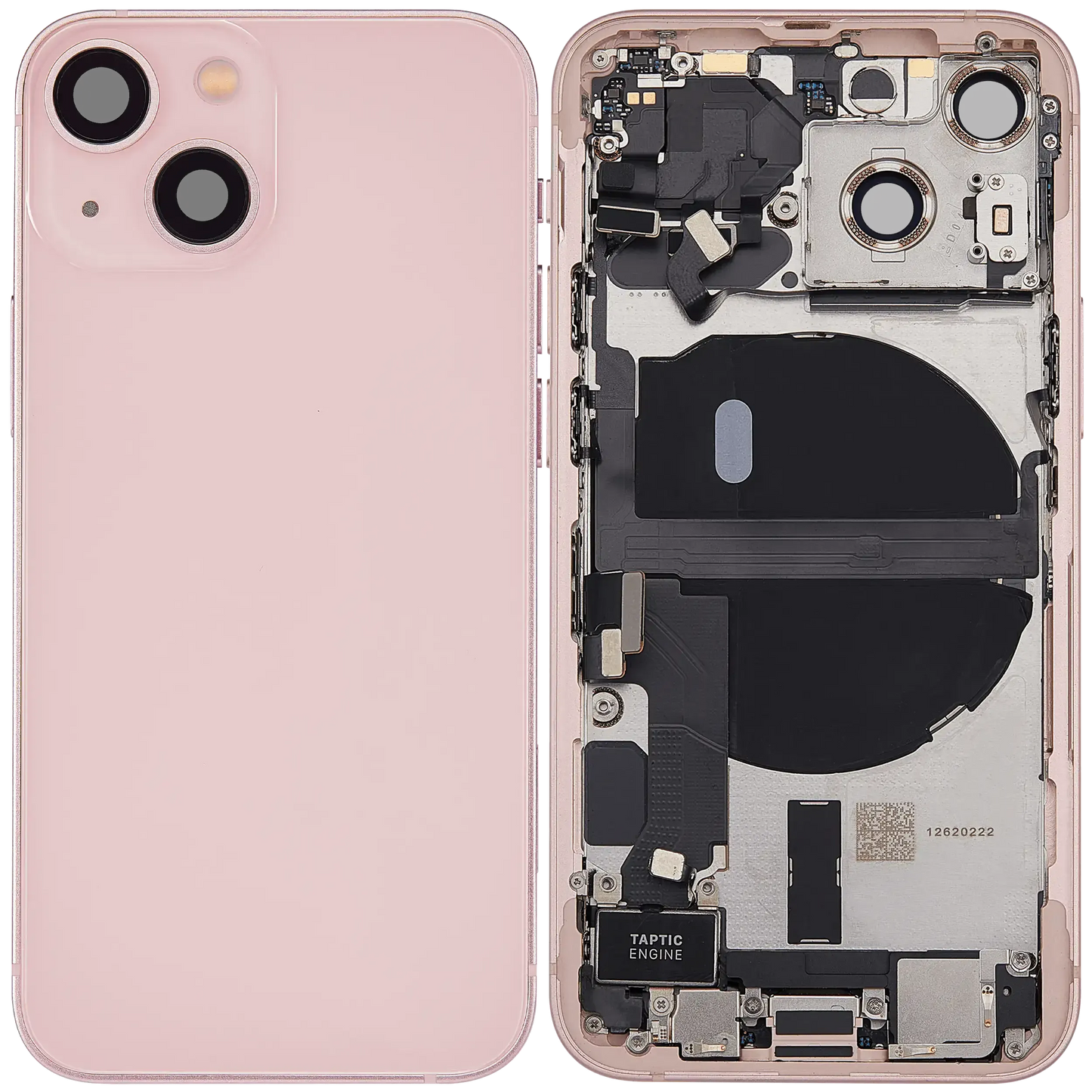 Back Housing W/ Charging Port Flex & Small Parts For iPhone 13 Mini (US Version) (Used OEM) (Pull) (Pink)