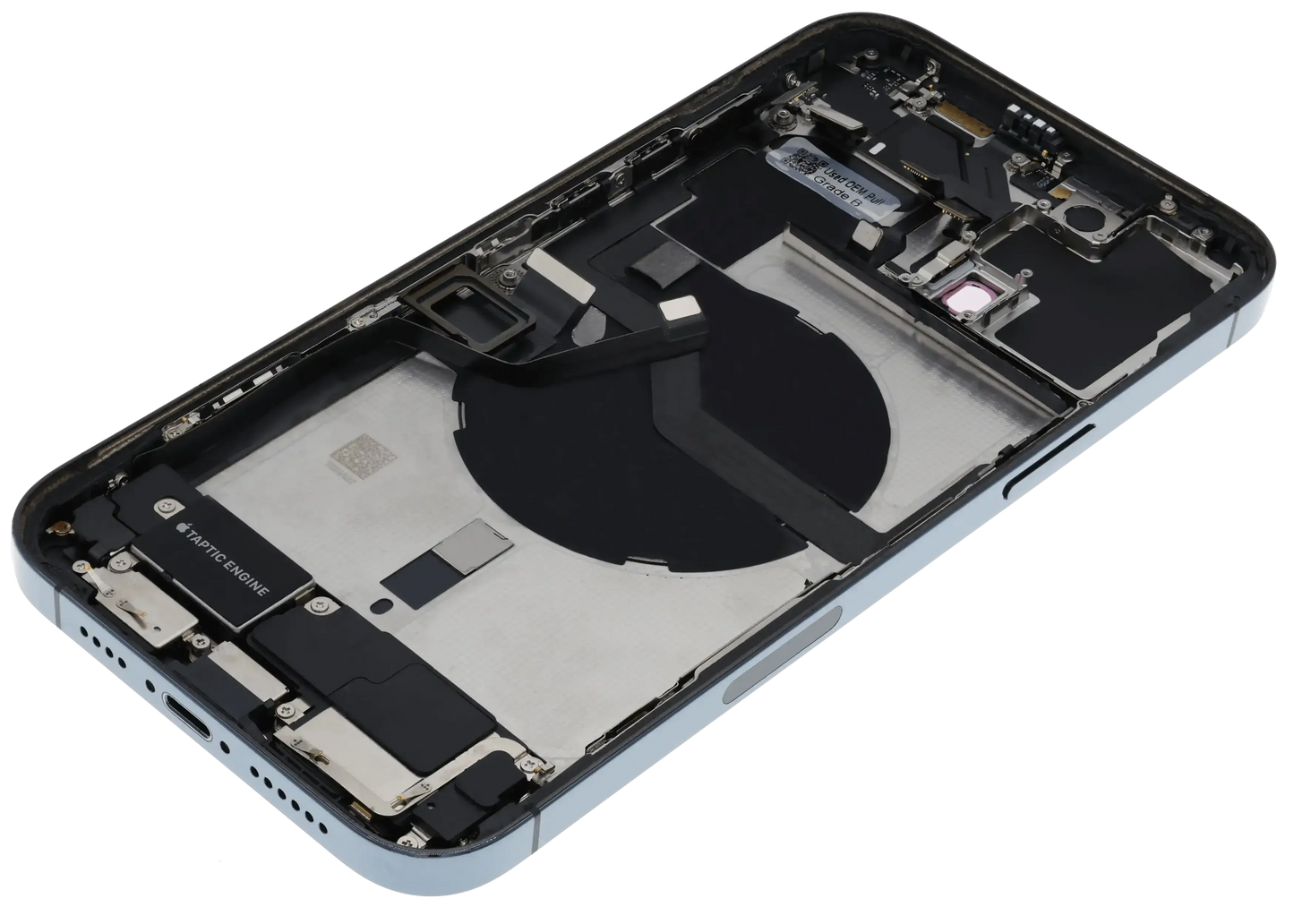 Back Housing W/ Charging Port Flex & Small Parts For iPhone 12 Pro Max (US Version) (Used OEM) (Pull) (Pacific Blue)