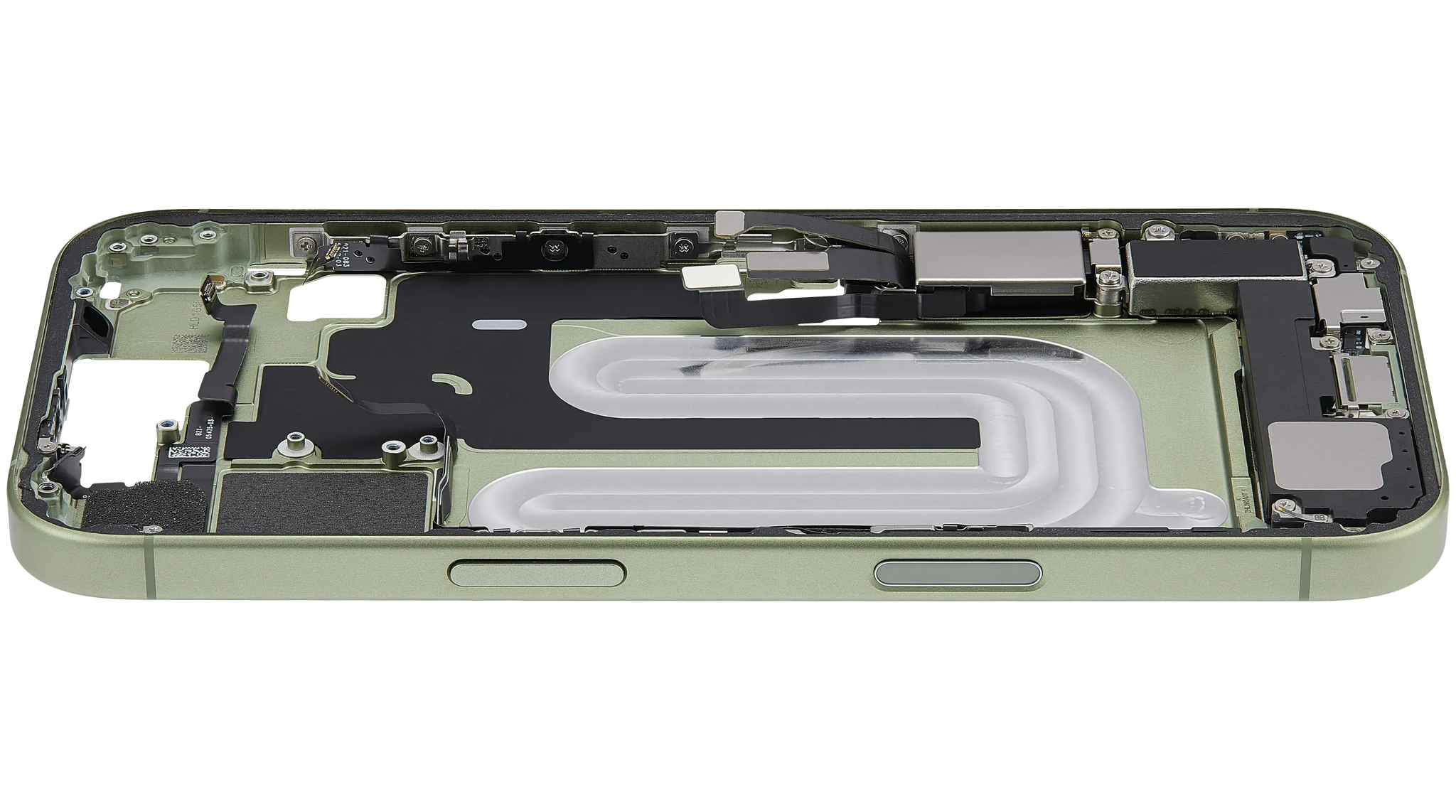 Mid-Frame Housing W/ Charging Port Flex & Small Parts For iPhone 17 (US Version) (Pull) (Sage)