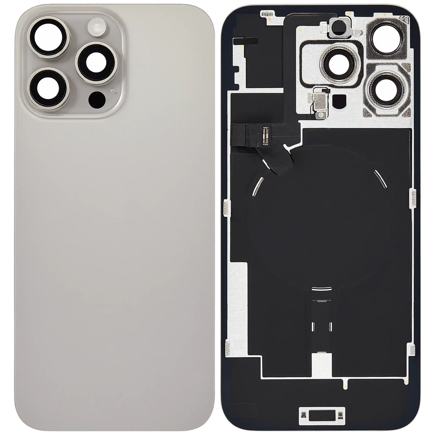 Back Glass w/ MagSafe Magnet & NFC & Flashlight Flex For iPhone 16 Pro Max (Pull) (Natural Titanium)