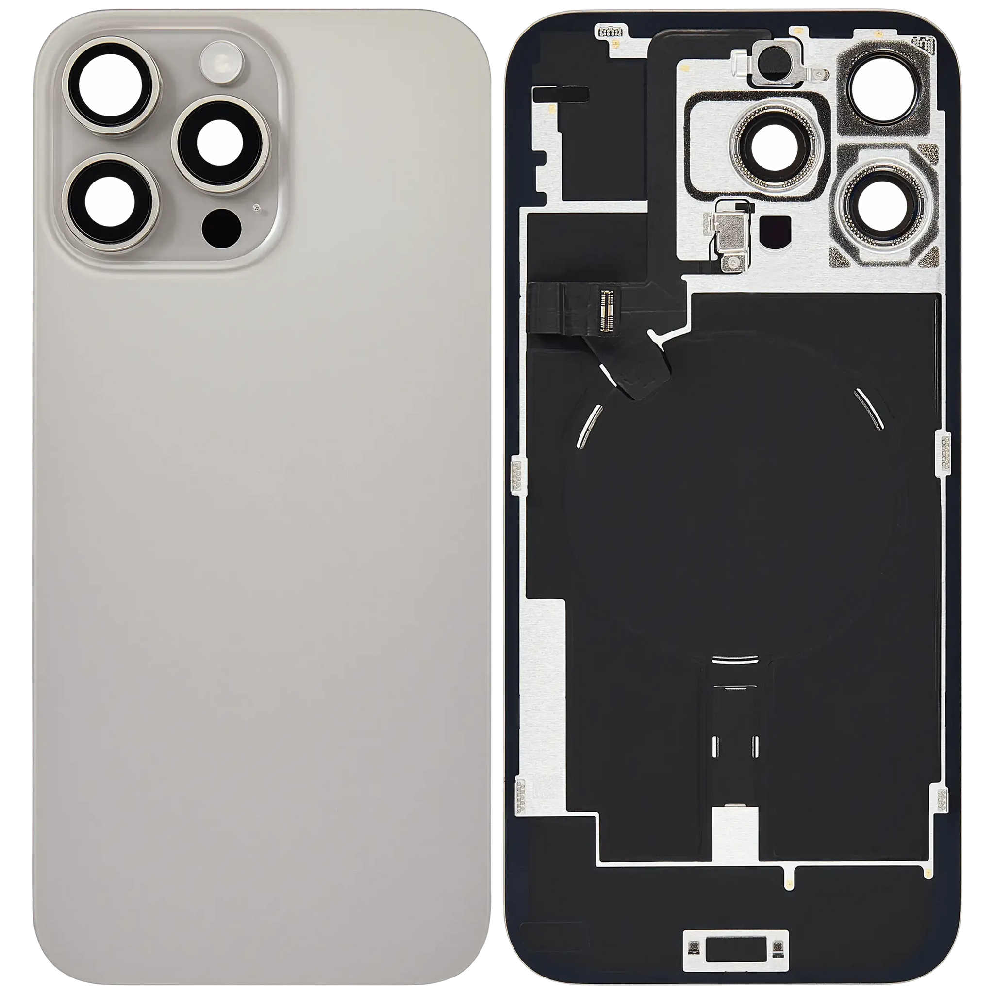 Back Glass w/ MagSafe Magnet & NFC & Flashlight Flex For iPhone 16 Pro Max (Pull) (Natural Titanium)