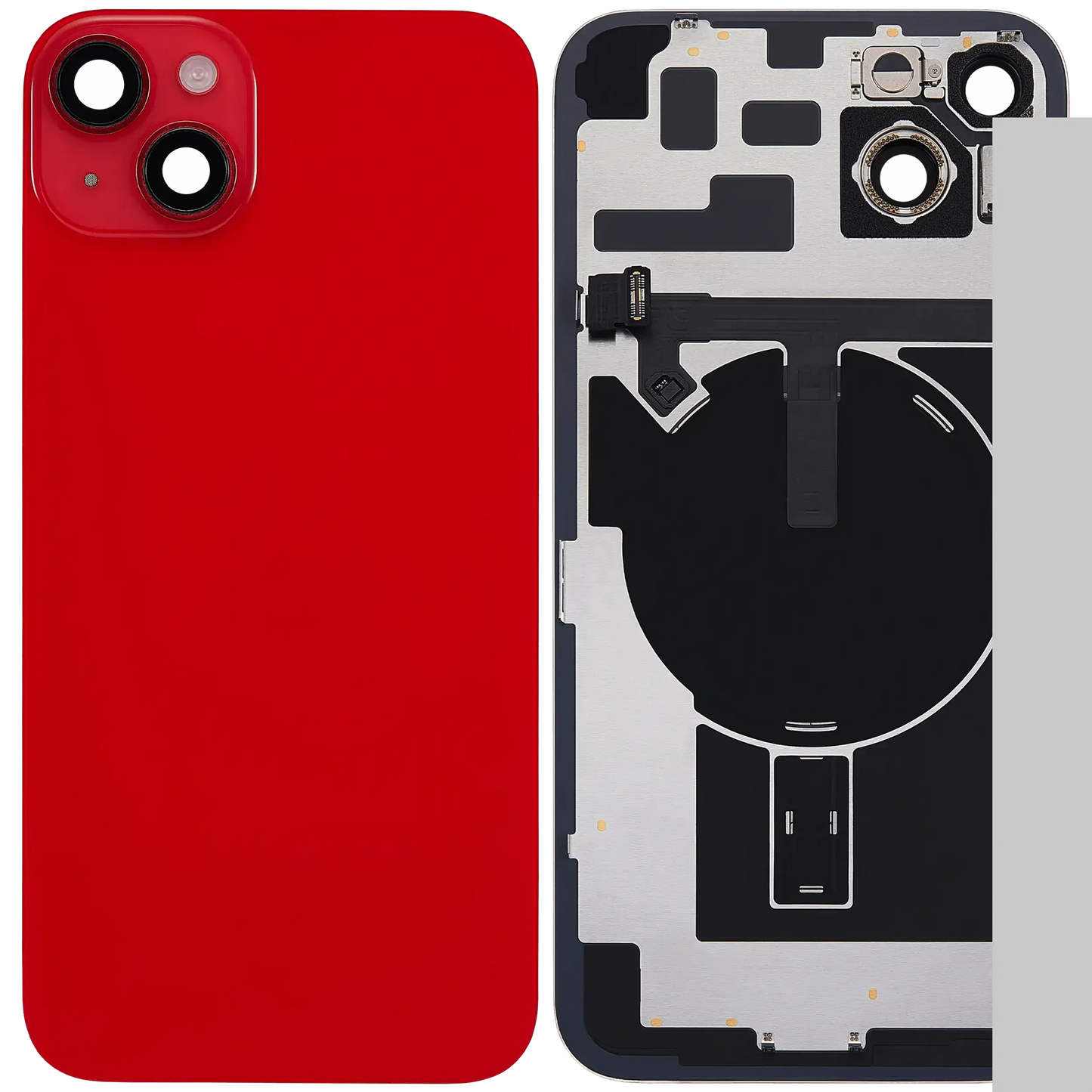 Back Glass w/ MagSafe Magnet & NFC & Flashlight Flex For iPhone 14 Plus (Pull) (Red)