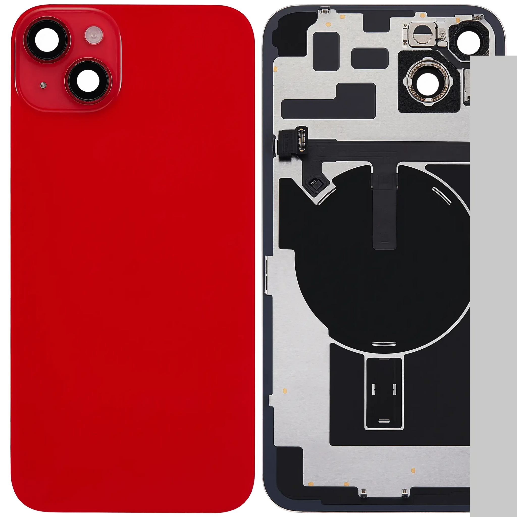 Back Glass w/ MagSafe Magnet & NFC & Flashlight Flex For iPhone 14 Plus (Pull) (Red)