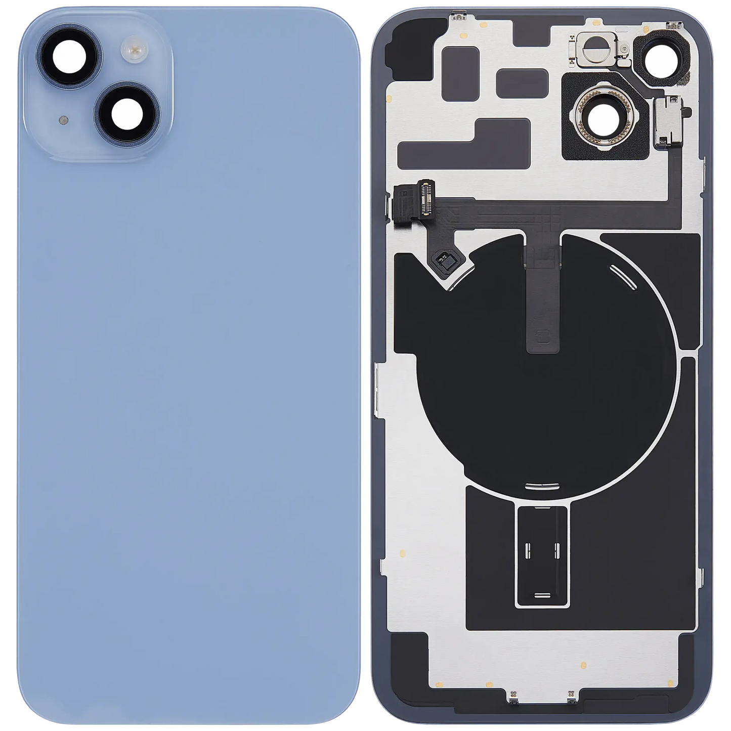 Back Glass w/ MagSafe Magnet & NFC & Flashlight Flex For iPhone 14 Plus (Pull) (Blue)