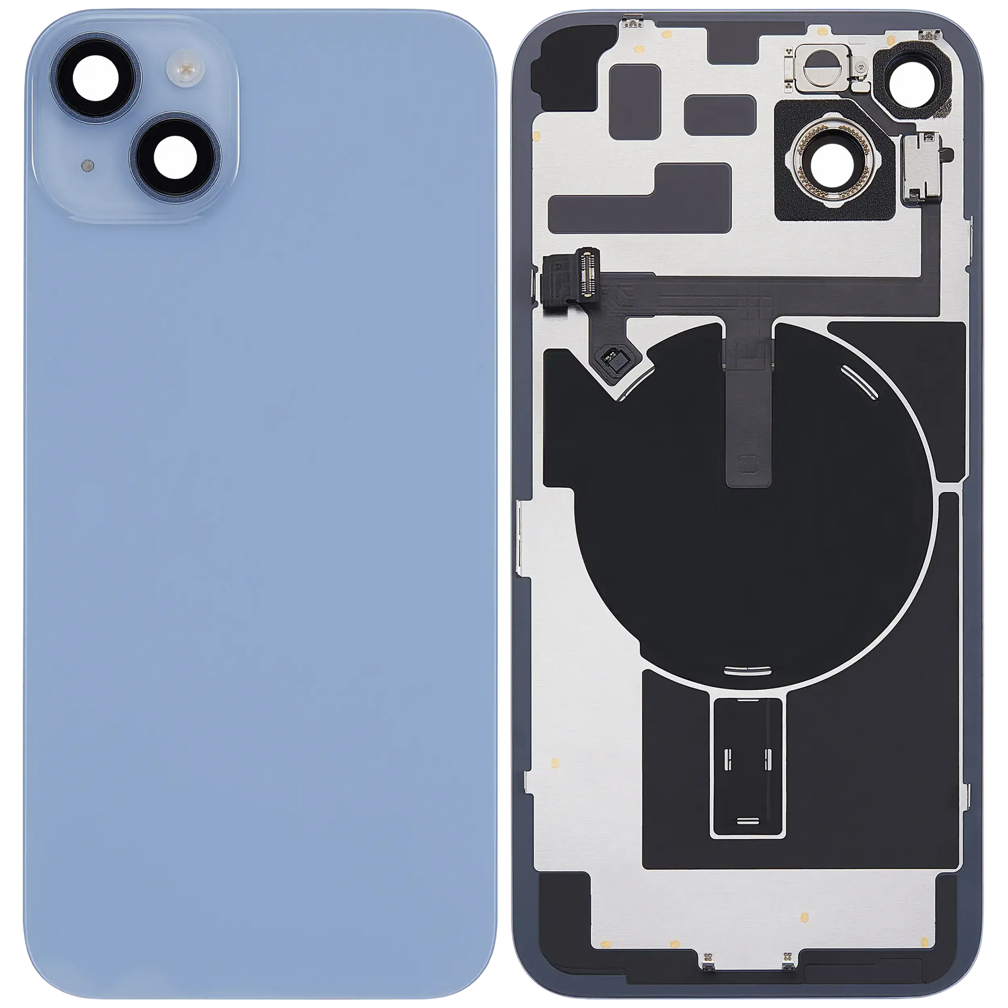 Back Glass w/ MagSafe Magnet & NFC & Flashlight Flex For iPhone 14 Plus (Pull) (Blue)