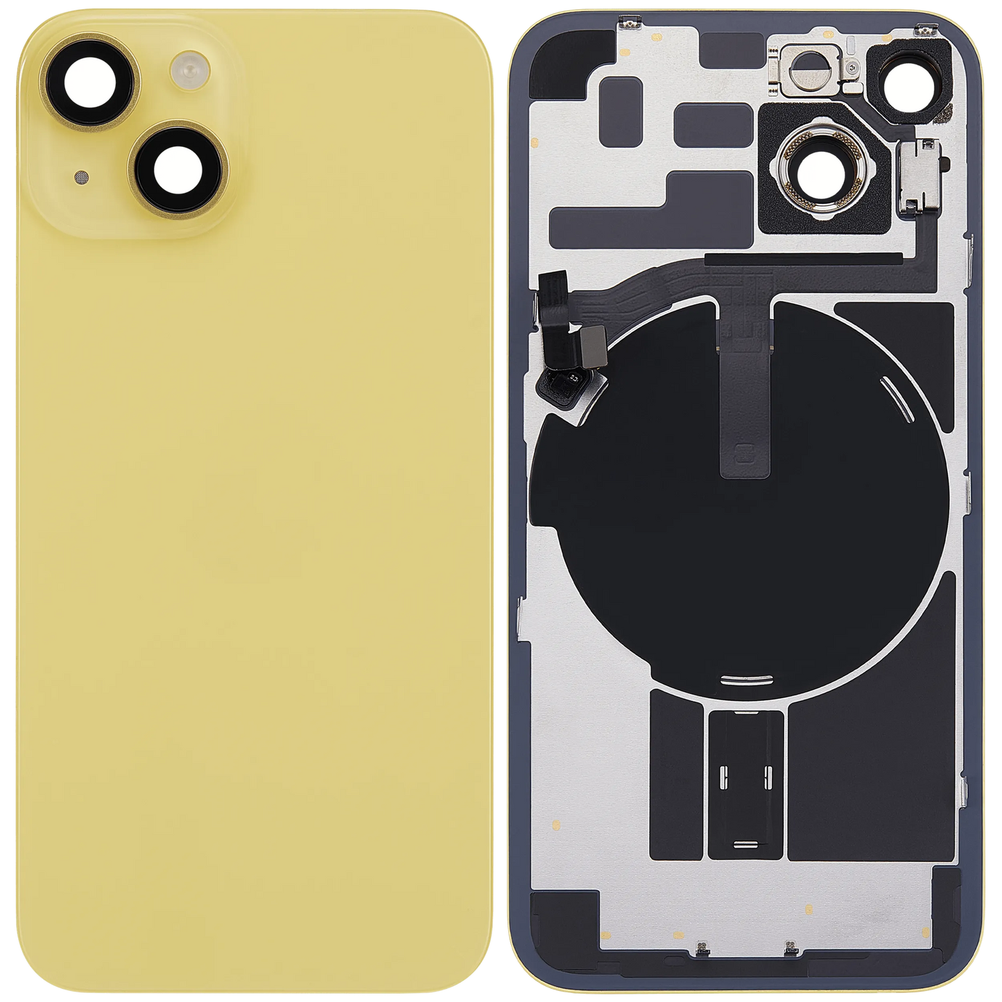Back Glass w/ MagSafe Magnet & NFC & Flashlight Flex For iPhone 14 (Pull) (Yellow)