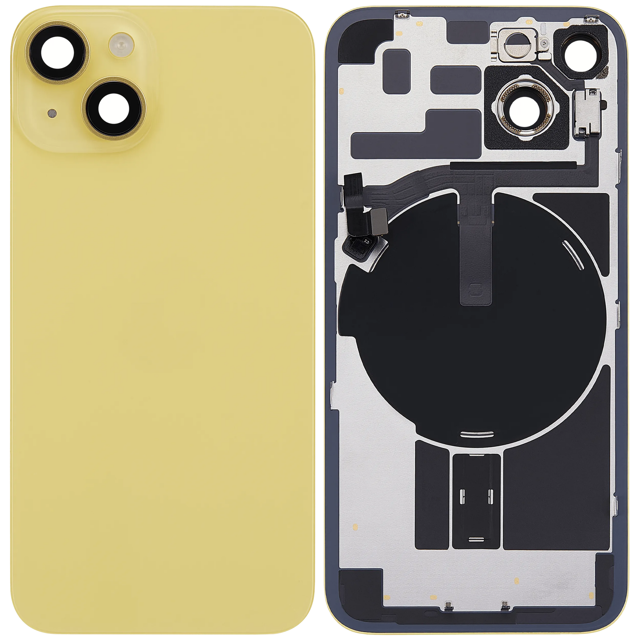 Back Glass w/ MagSafe Magnet & NFC & Flashlight Flex For iPhone 14 (Pull) (Yellow)