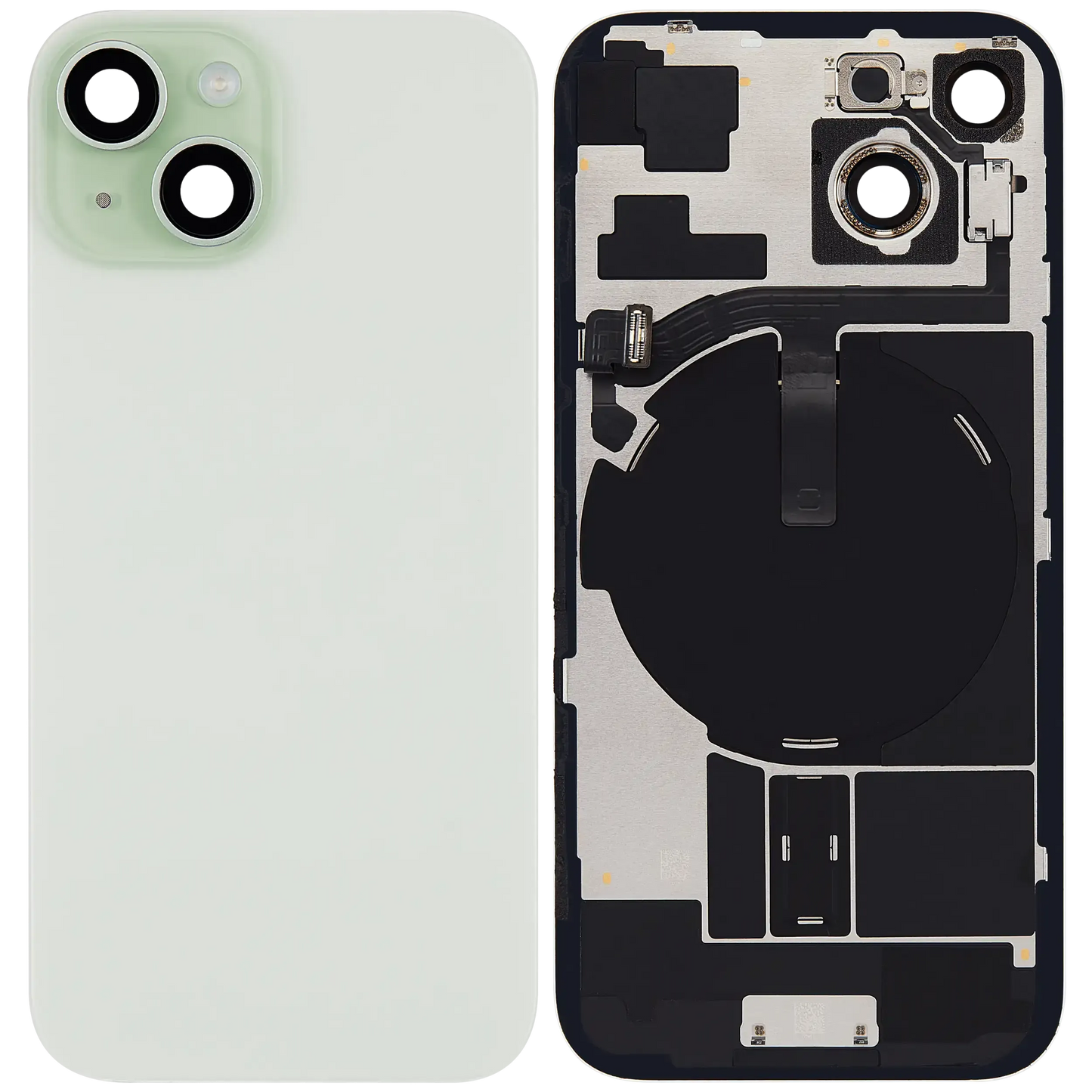 Back Glass w/ MagSafe Magnet & NFC & Flashlight Flex For iPhone 15 (Pull) (Green)