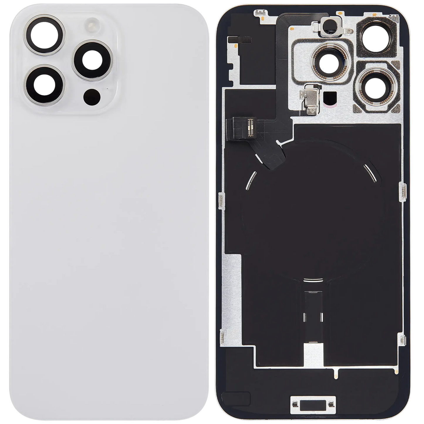 Back Glass w/ MagSafe Magnet & NFC & Flashlight Flex For iPhone 16 Pro Max (Pull) (White Titanium)