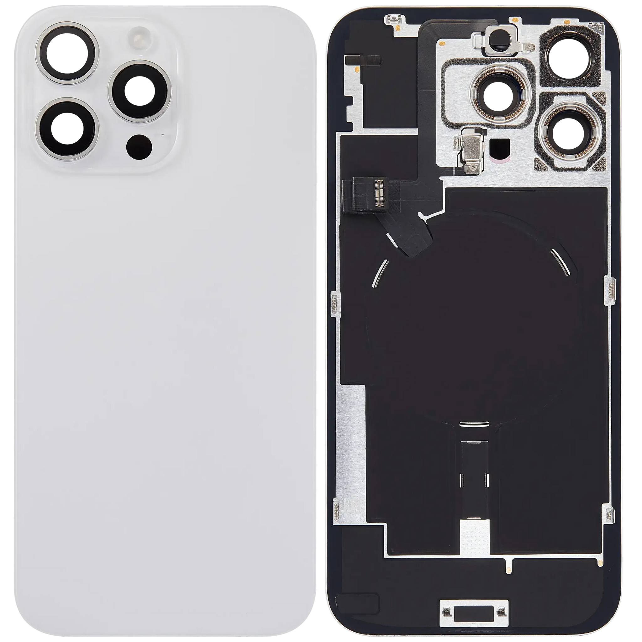 Back Glass w/ MagSafe Magnet & NFC & Flashlight Flex For iPhone 16 Pro Max (Pull) (White Titanium)