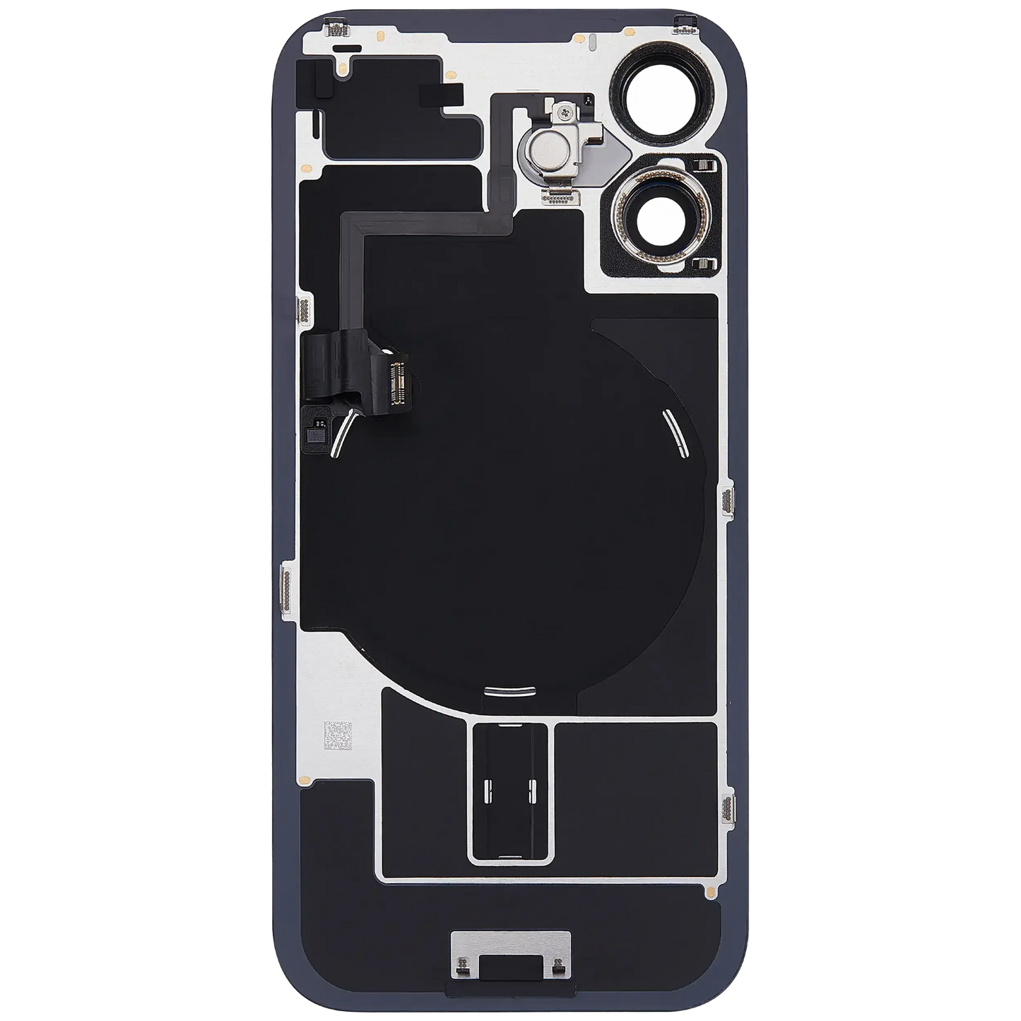 Back Glass w/ MagSafe Magnet & NFC & Flashlight Flex For iPhone 16 (Pull) (Black)