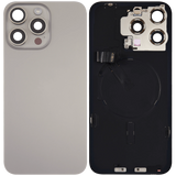 Back Glass w/ MagSafe Magnet & NFC & Flashlight Flex For iPhone 15 Pro Max (Pull) (Natural Titanium)