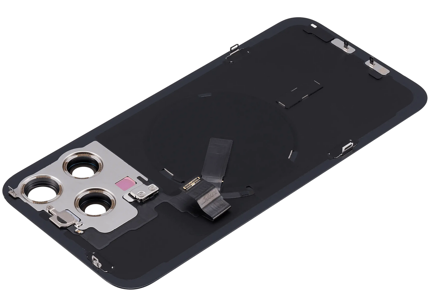Back Glass w/ MagSafe Magnet & NFC & Flashlight Flex For iPhone 15 Pro Max (Pull) (Black Titanium)