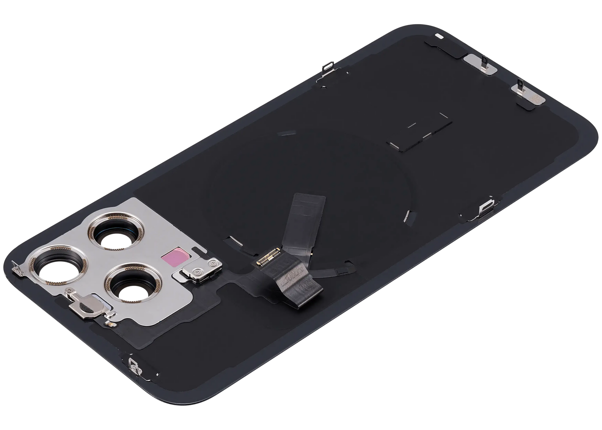 Back Glass w/ MagSafe Magnet & NFC & Flashlight Flex For iPhone 15 Pro Max (Pull) (Black Titanium)