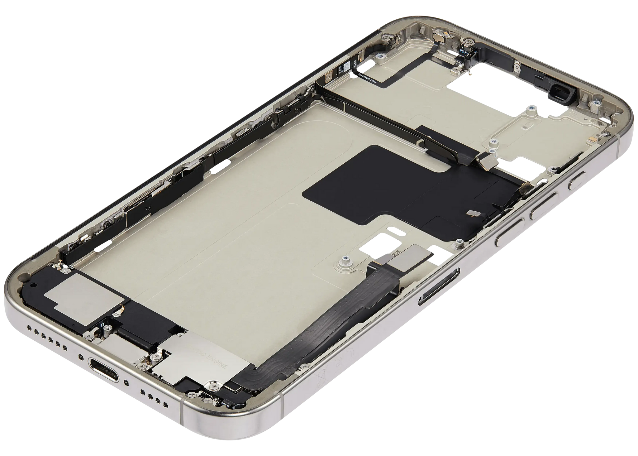 Mid-Frame Housing W/ Charging Port Flex & Small Parts For iPhone 16 Pro Max (EU / Global Version) (Pull) (Natural Titanium)