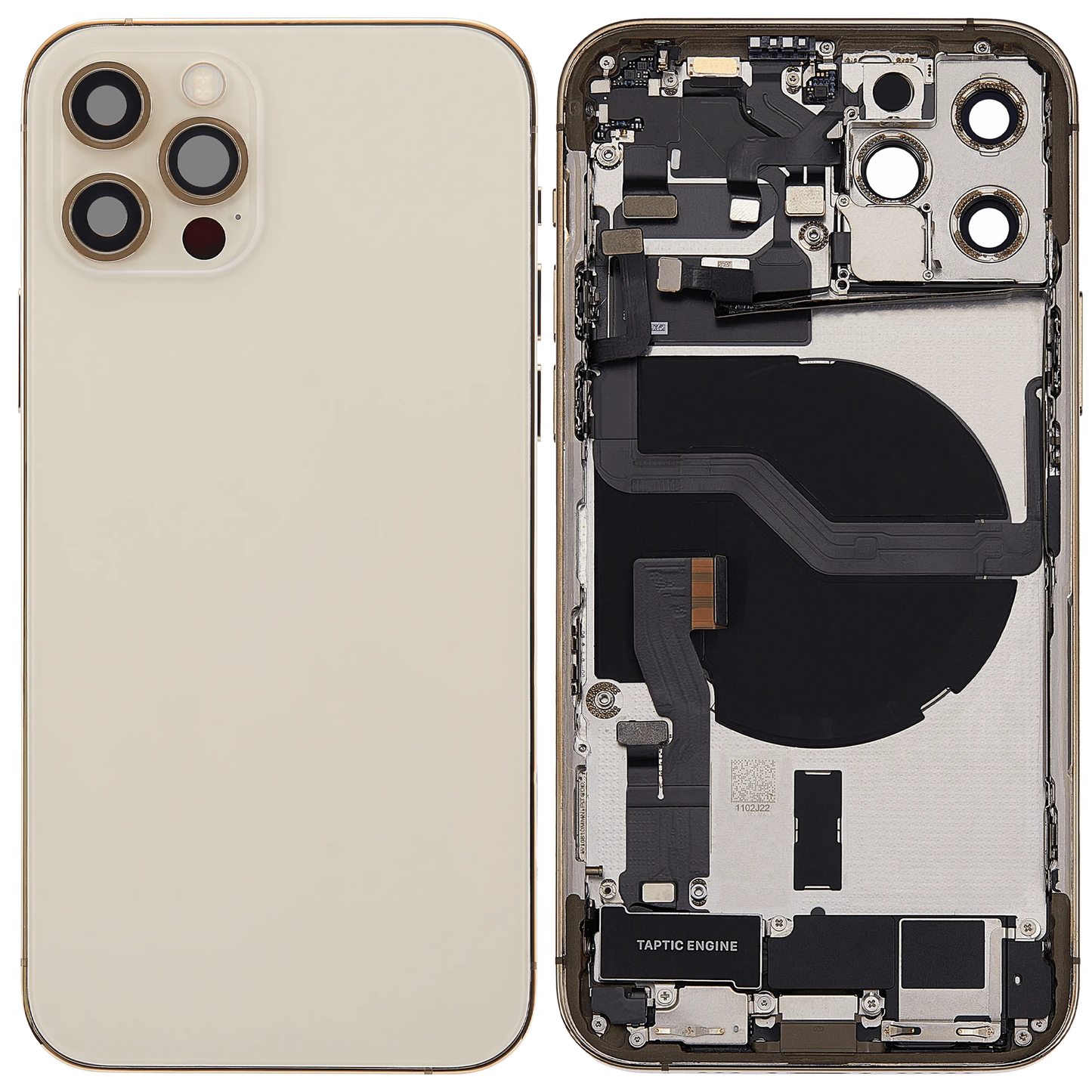 Back Housing W/ Charging Port Flex & Small Parts For iPhone 12 Pro (US Version) (Pull) (Gold)