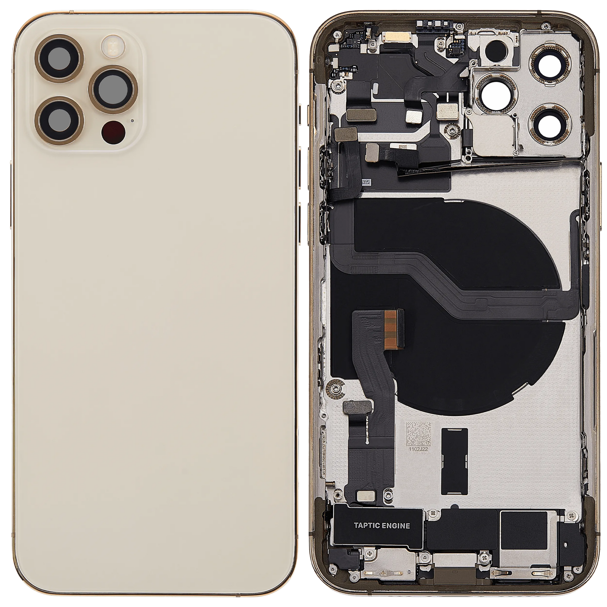 Back Housing W/ Charging Port Flex & Small Parts For iPhone 12 Pro (US Version) (Pull) (Gold)