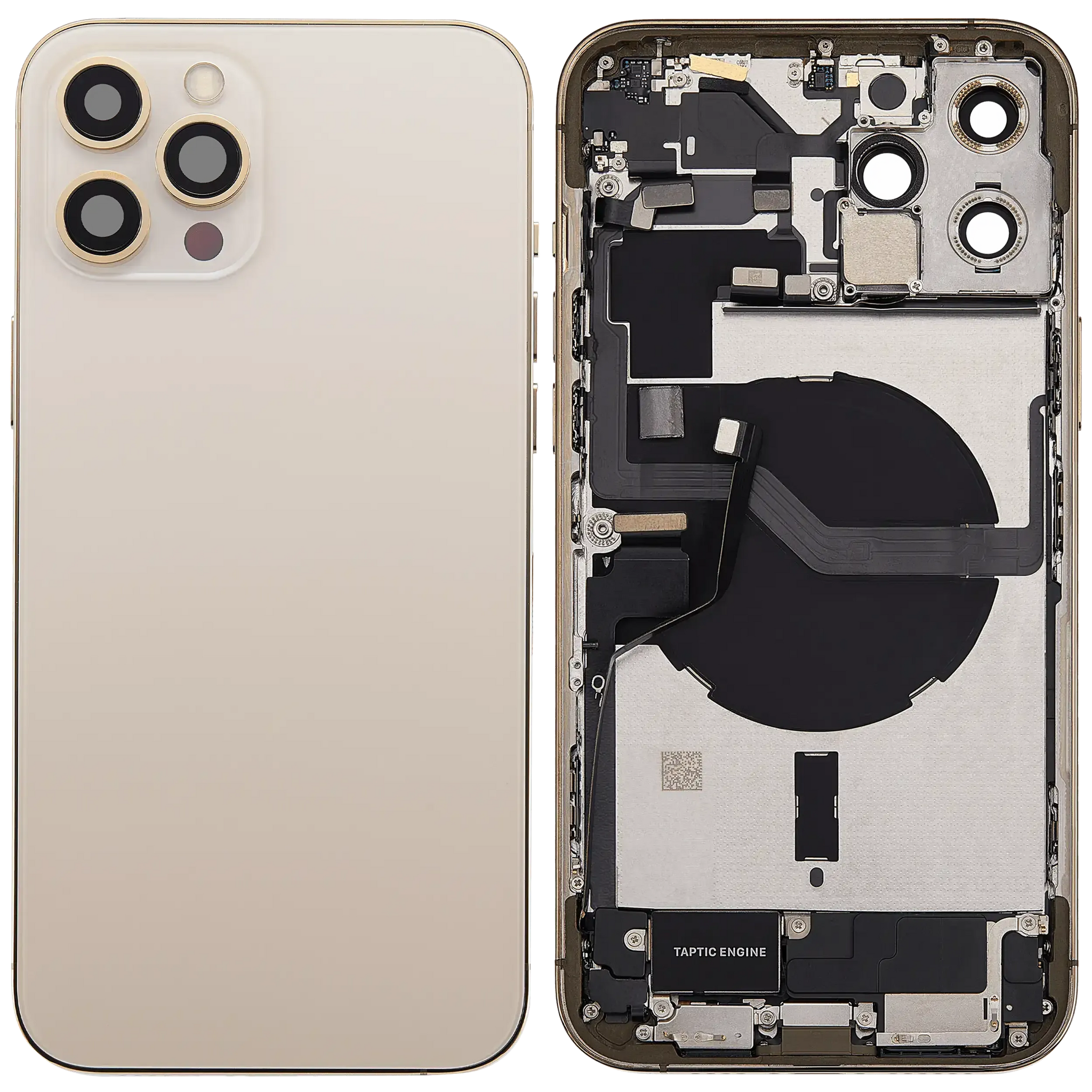 Back Housing W/ Charging Port Flex & Small Parts For iPhone 12 Pro Max (EU / Global Version) (Used OEM) (Pull) (Gold)