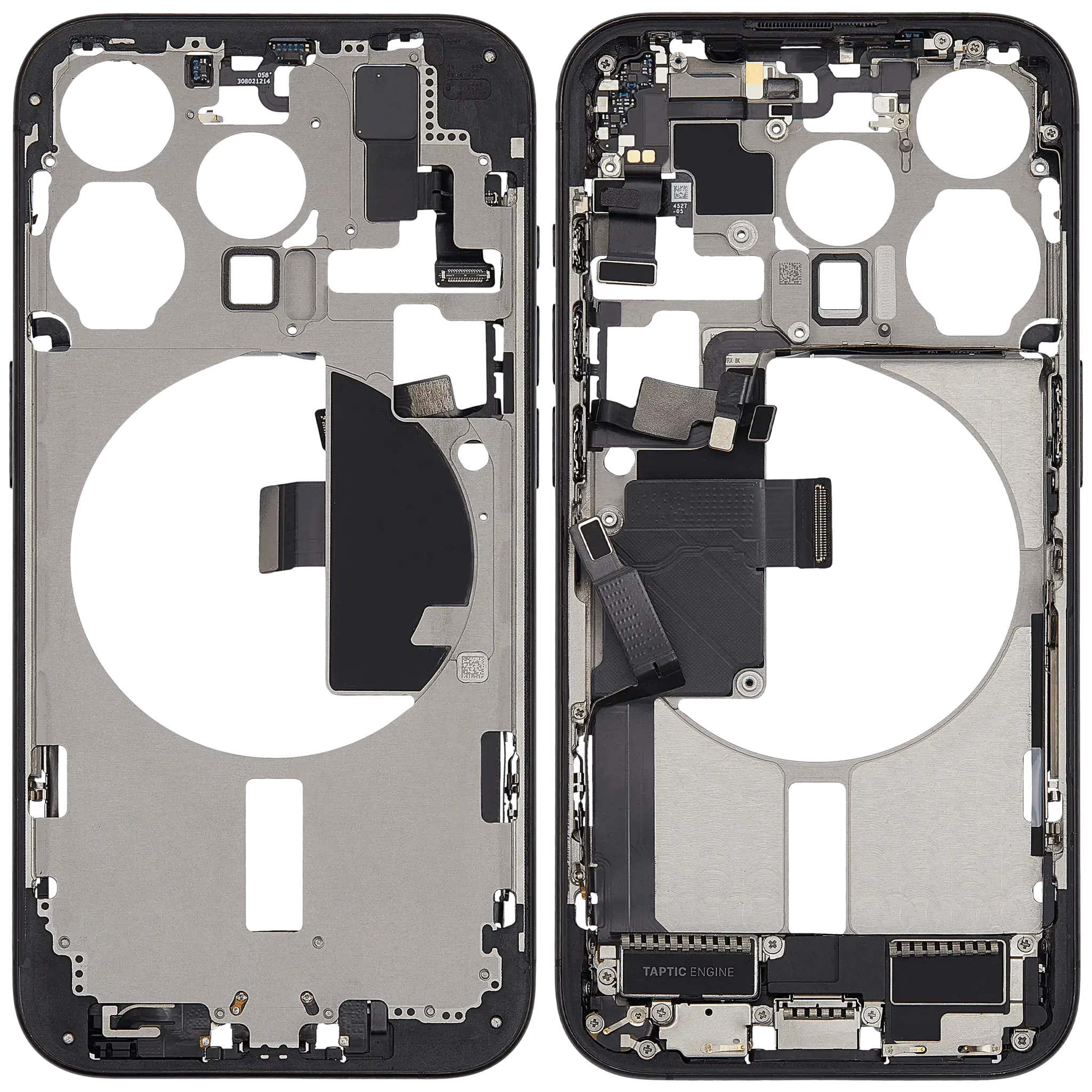 Mid-Frame Housing W/ Charging Port Flex & Small Parts For iPhone 15 Pro (US Version) (Pull) (Black Titanium)