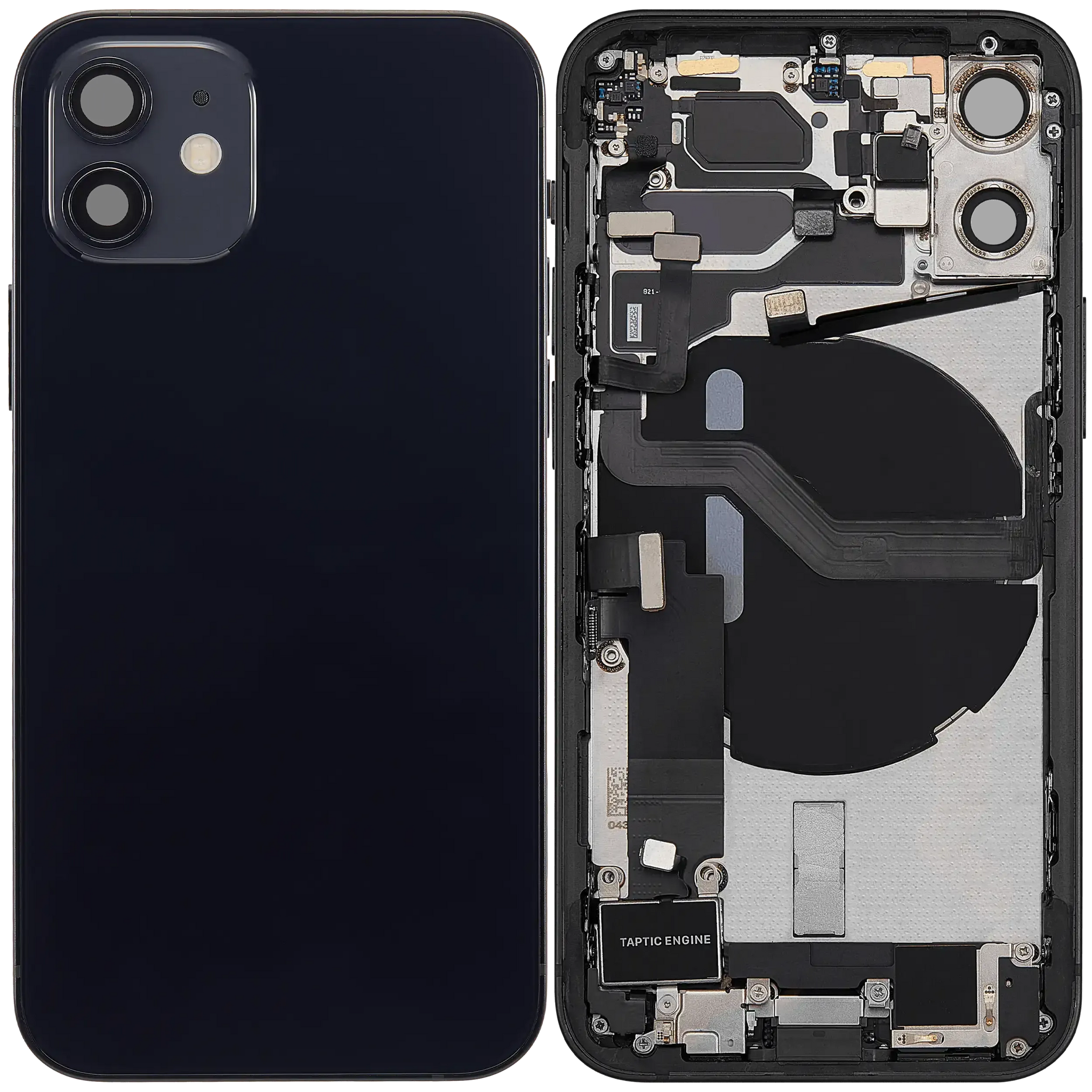 Back Housing W/ Charging Port Flex & Small Parts For iPhone 12 Mini (EU / Global Version) (Pull) (Black)