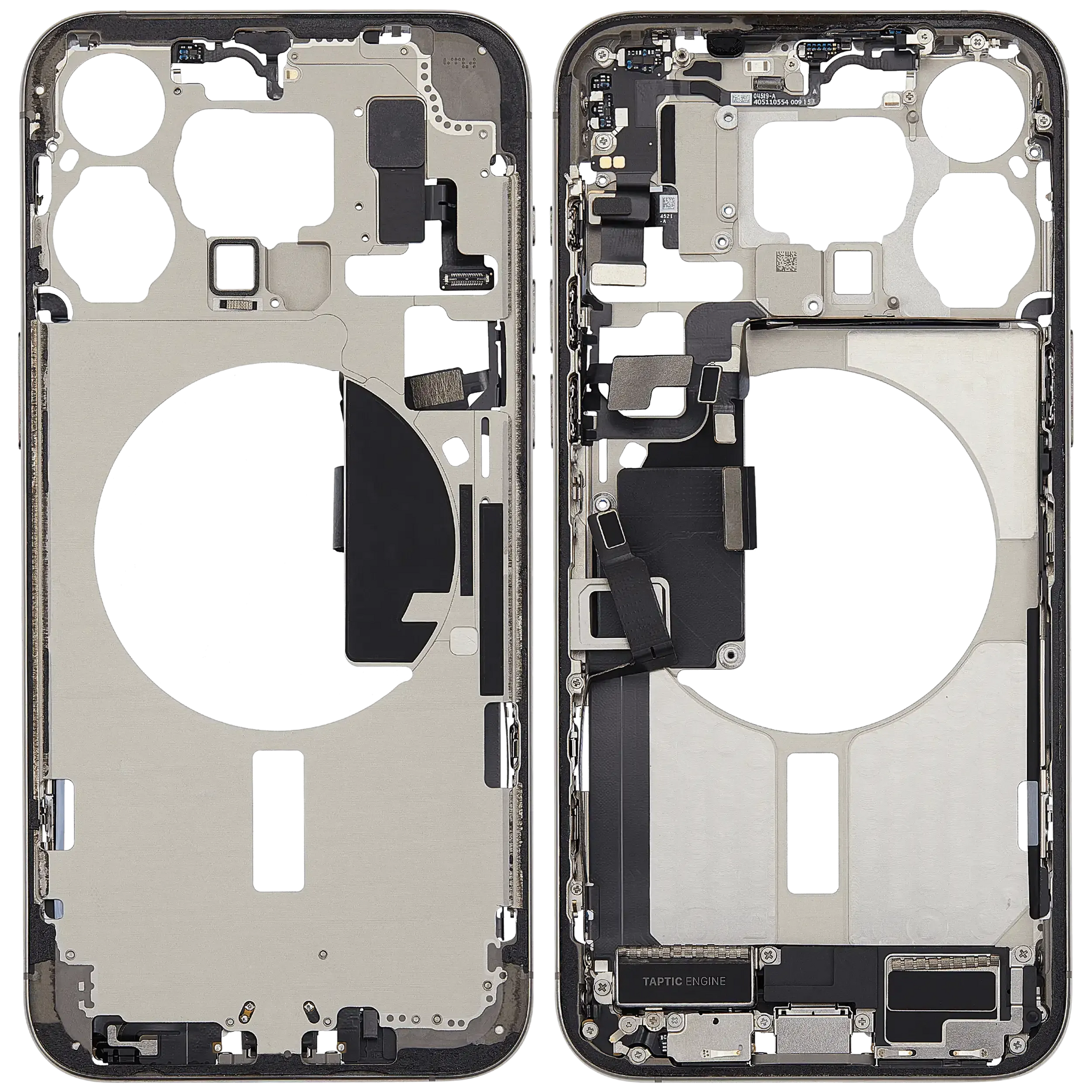 Mid-Frame Housing W/ Charging Port Flex & Small Parts For iPhone 15 Pro Max (EU / Global Version) (Pull) (Natural Titanium)
