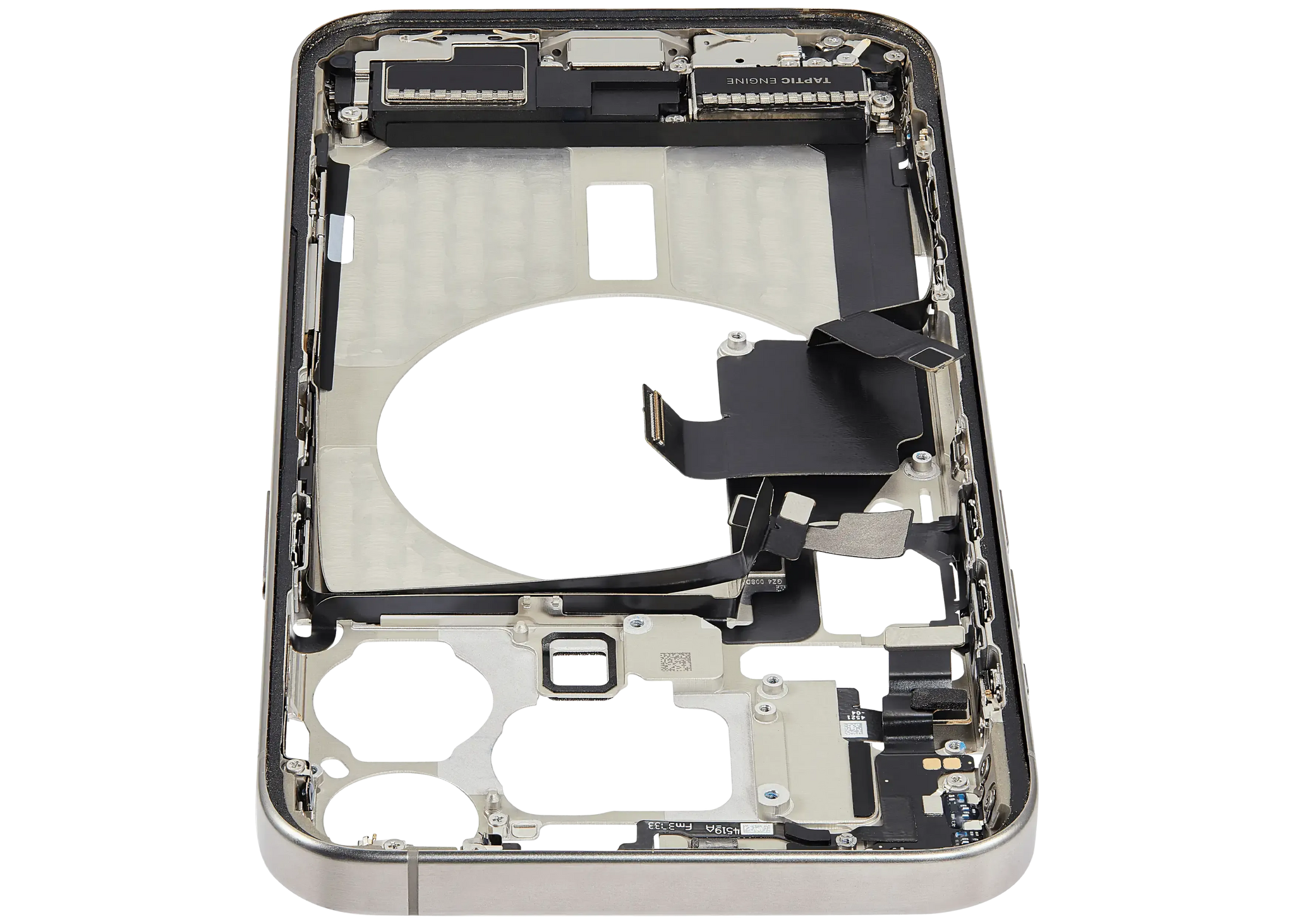 Mid-Frame Housing W/ Charging Port Flex & Small Parts For iPhone 15 Pro Max (Pull) (Natural Titanium)