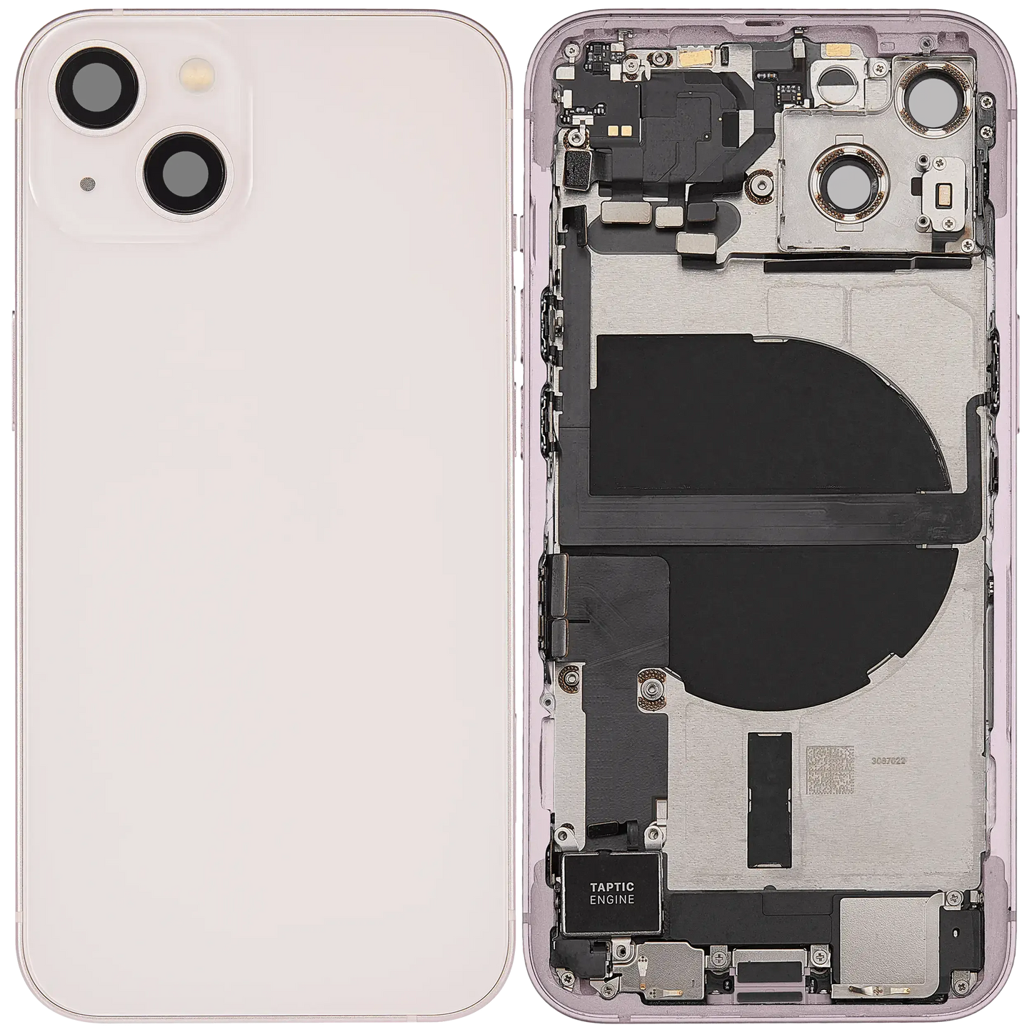 Back Housing W/ Charging Port Flex & Small Parts For iPhone 13 (US Version) (Used OEM) (Pull) (Pink)