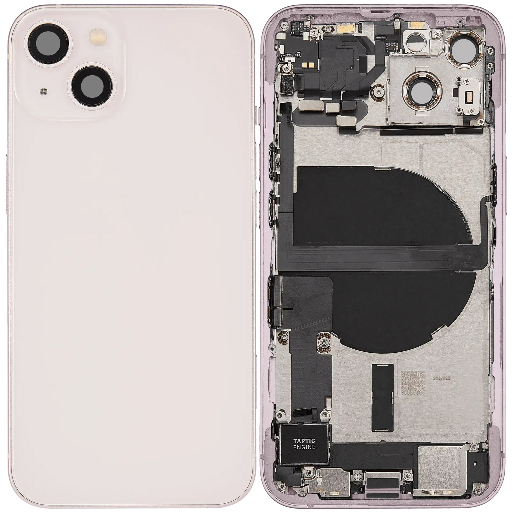 Back Housing W/ Charging Port Flex & Small Parts For iPhone 13 (US Version) (Used OEM) (Pull) (Pink)