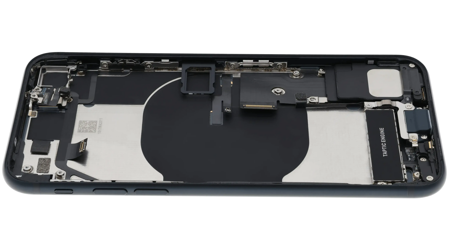 Back Housing W/ Charging Port Flex and Small Components Pre-Installed For iPhone SE (2022) (Used OEM) (Pull) (Midnight)