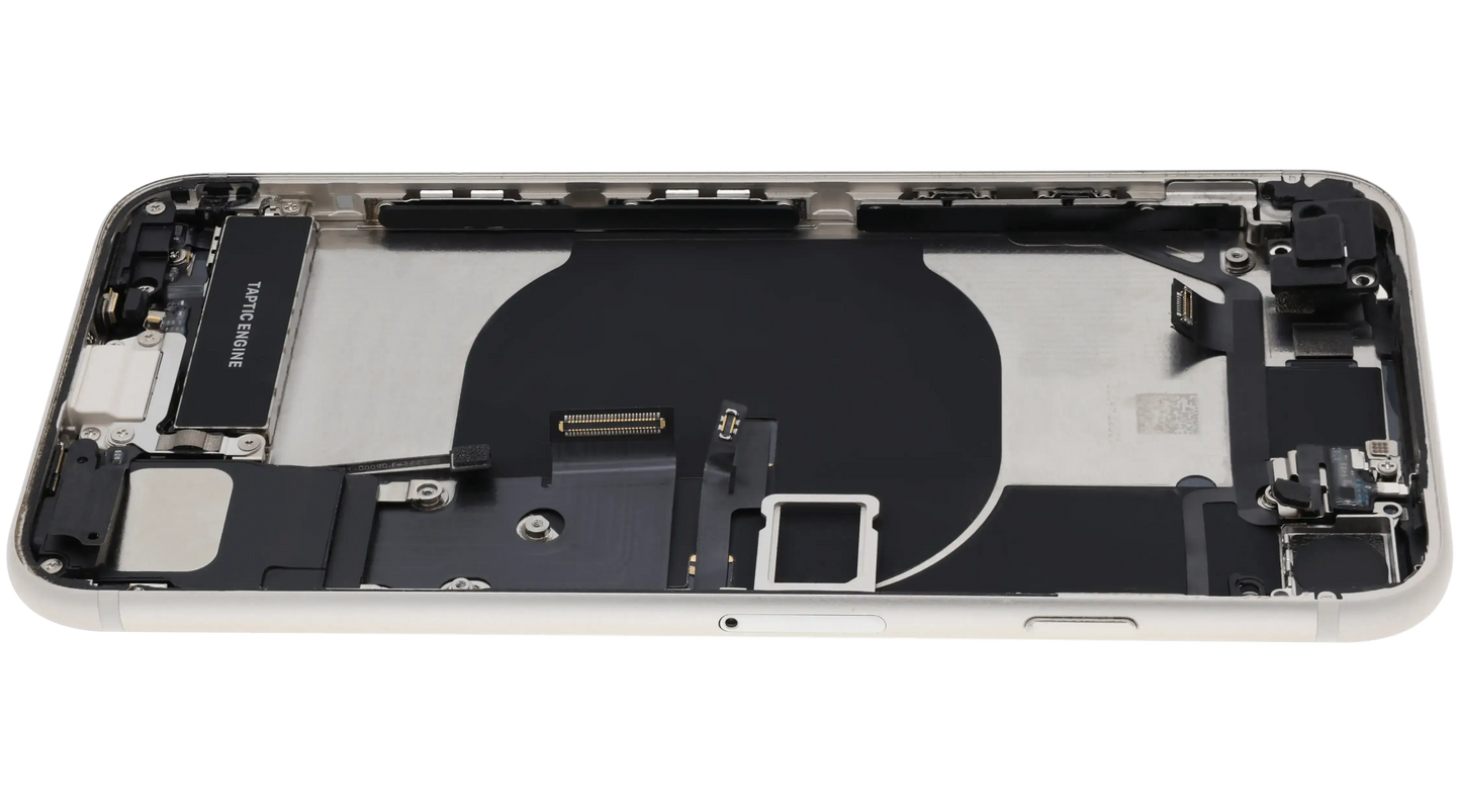 Back Housing W/ Charging Port Flex and Small Components Pre-Installed For iPhone SE (2022) (Used OEM) (Pull) (Starlight)