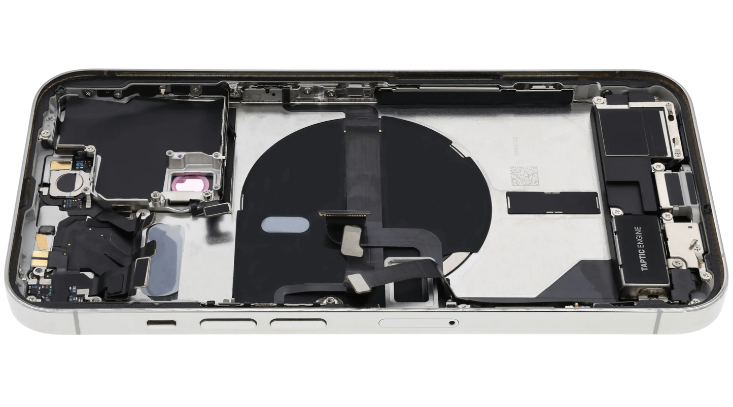 Back Housing W/ Charging Port Flex & Small Parts For iPhone 13 Pro (US Version) (Used OEM) (Pull) (Silver)