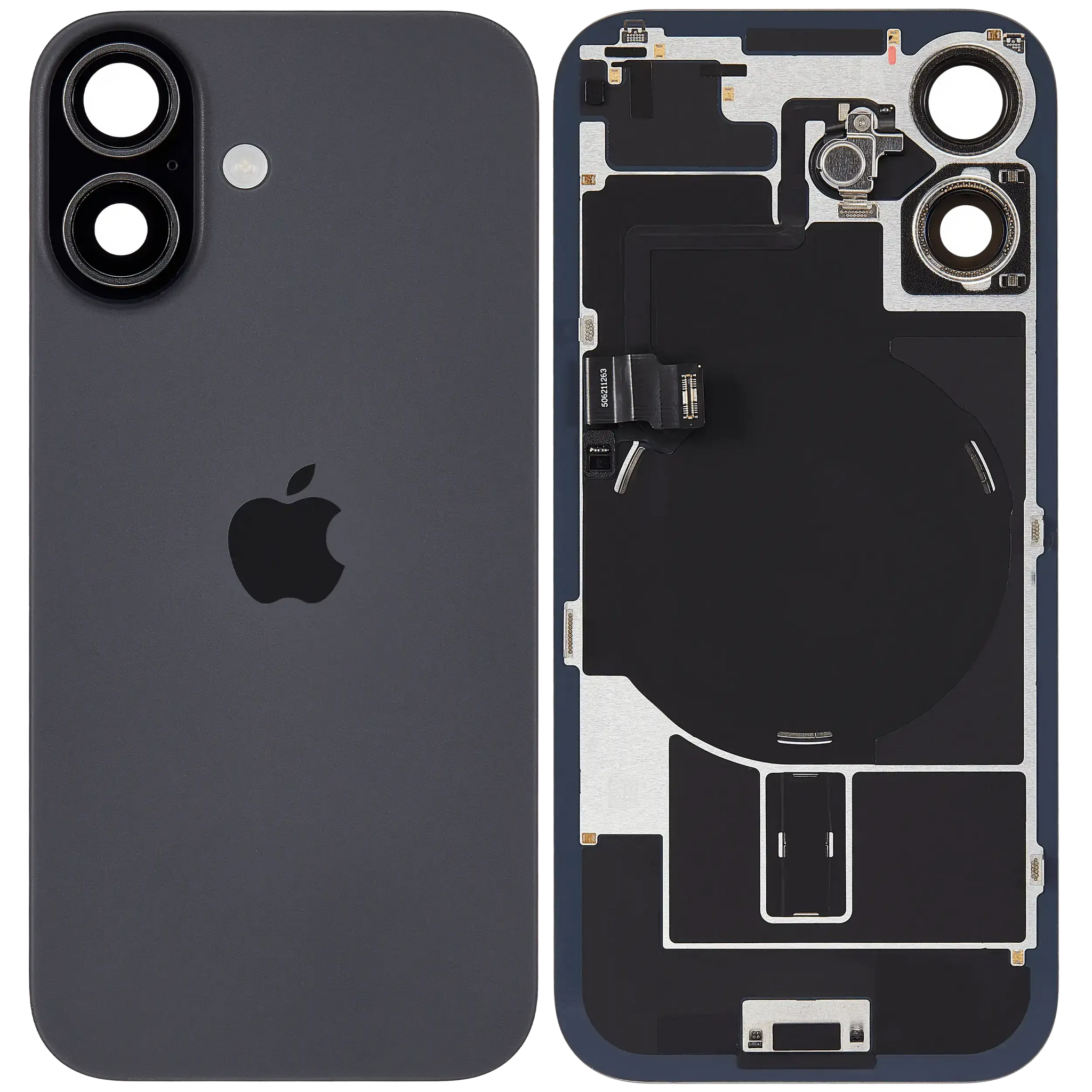 Back Glass w/ MagSafe Magnet & NFC & Flashlight Flex For iPhone 17 (Pull) (Black)