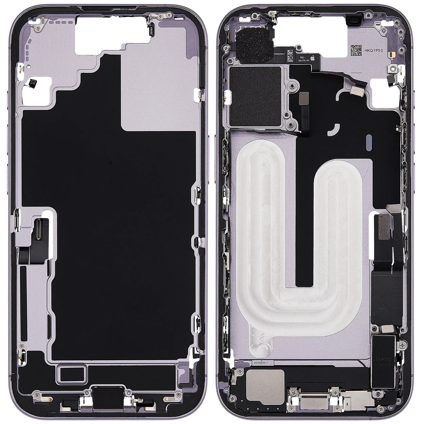 Mid-Frame Housing W/ Charging Port Flex & Small Parts For iPhone 17 (US Version) (Pull) (Lavender)