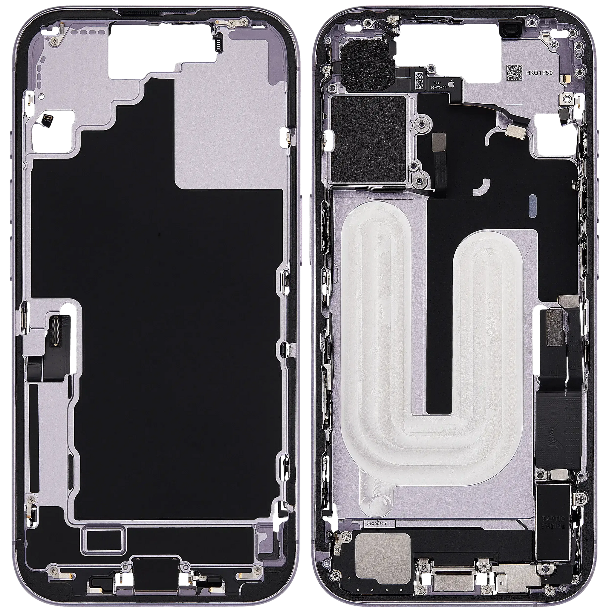 Mid-Frame Housing W/ Charging Port Flex & Small Parts For iPhone 17 (US Version) (Pull) (Lavender)