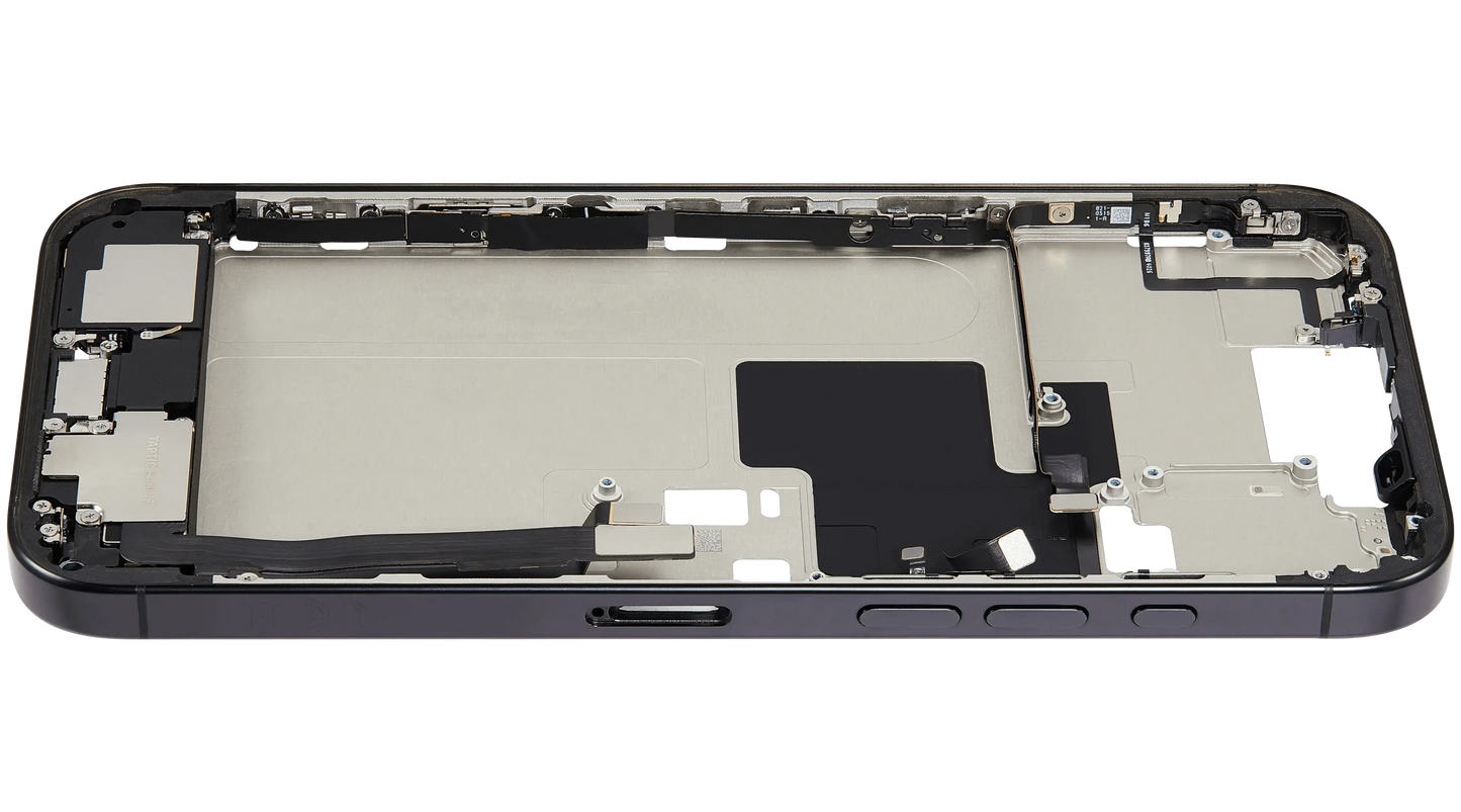 Mid-Frame Housing W/ Charging Port Flex & Small Parts For iPhone 16 Pro Max (EU / Global Version) (Pull) (Black Titanium)
