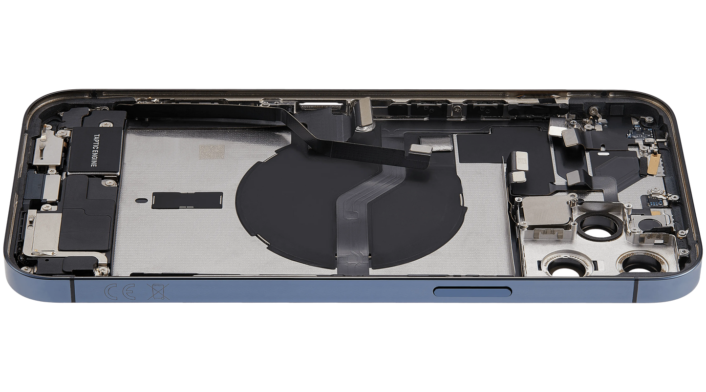 Back Housing W/ Charging Port Flex & Small Parts For iPhone 12 Pro Max (EU / Global Version) (Used OEM) (Pull) (Pacific Blue)