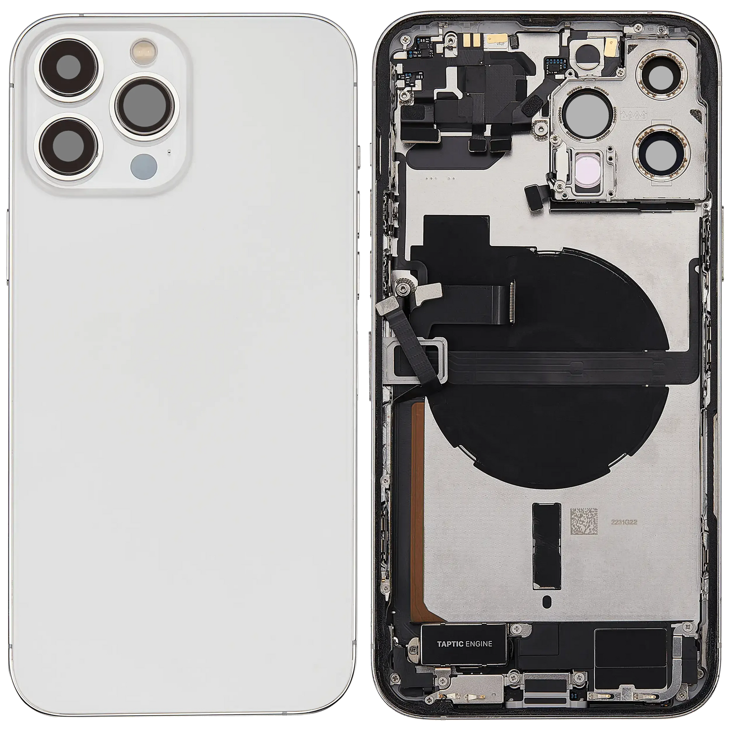 Back Housing W/ Charging Port Flex & Small Parts For iPhone 13 Pro Max (EU / Global Version) (Pull) (Silver)