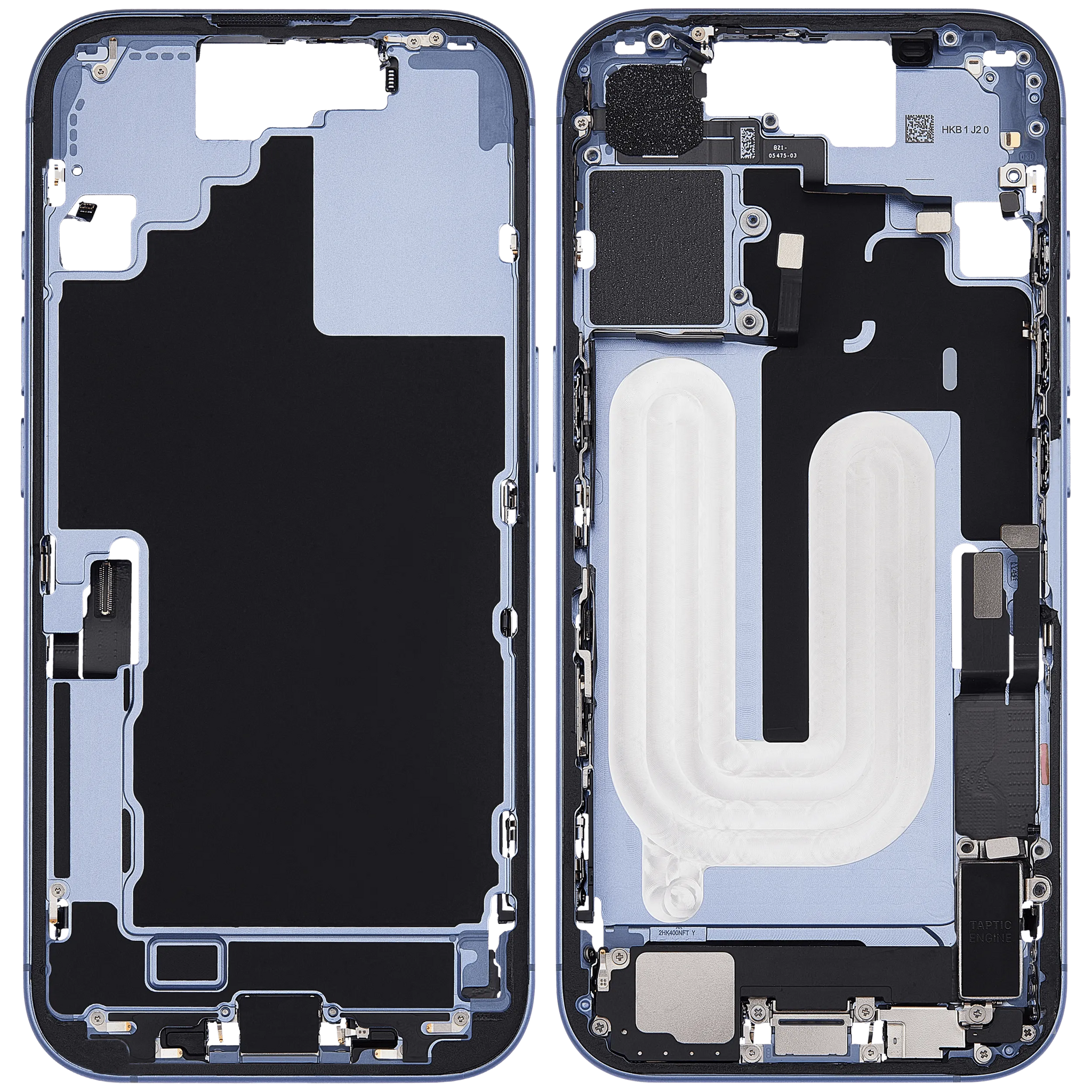 Mid-Frame Housing W/ Charging Port Flex & Small Parts For iPhone 17 (EU / Global Version) (Pull) (Mist Blue)