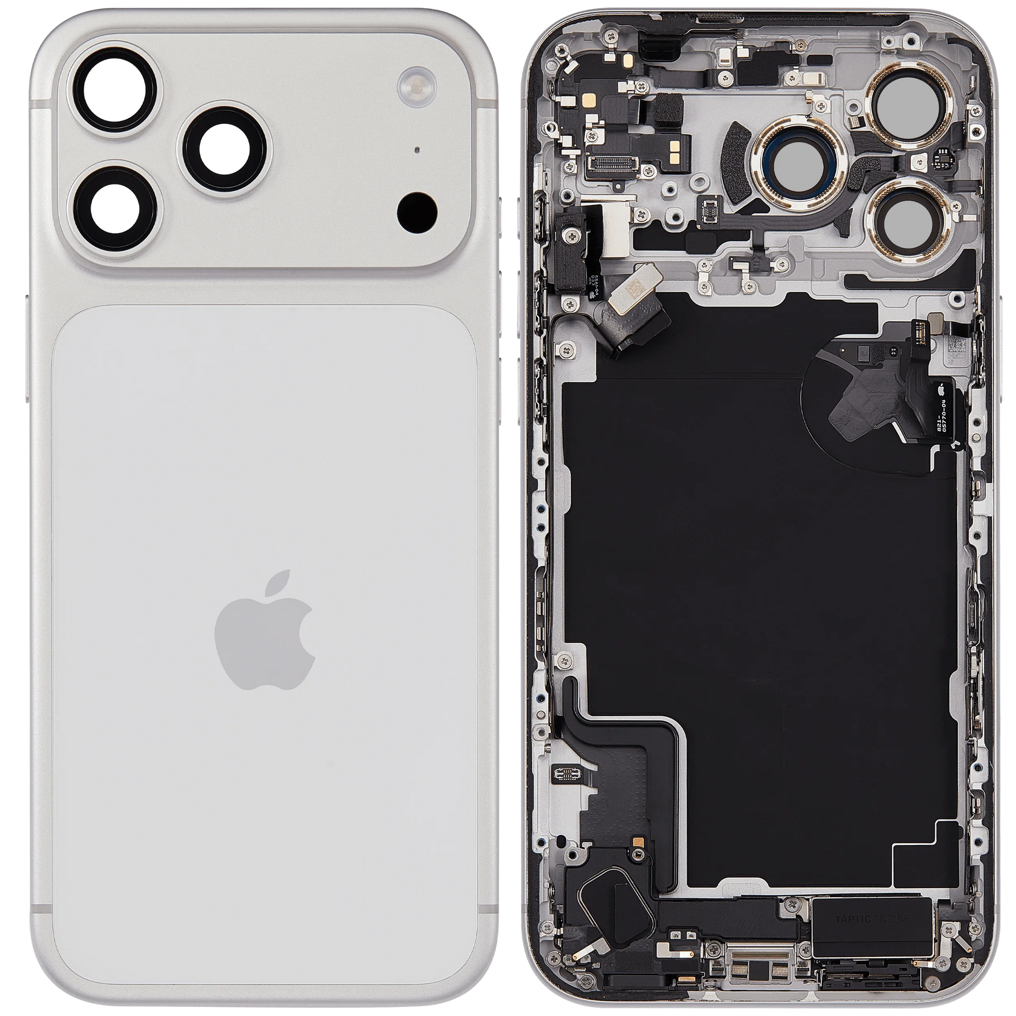 Back Housing W/ Charging Port Flex & Small Parts For iPhone 17 Pro Max (EU / Global Version) (Pull) (Silver)