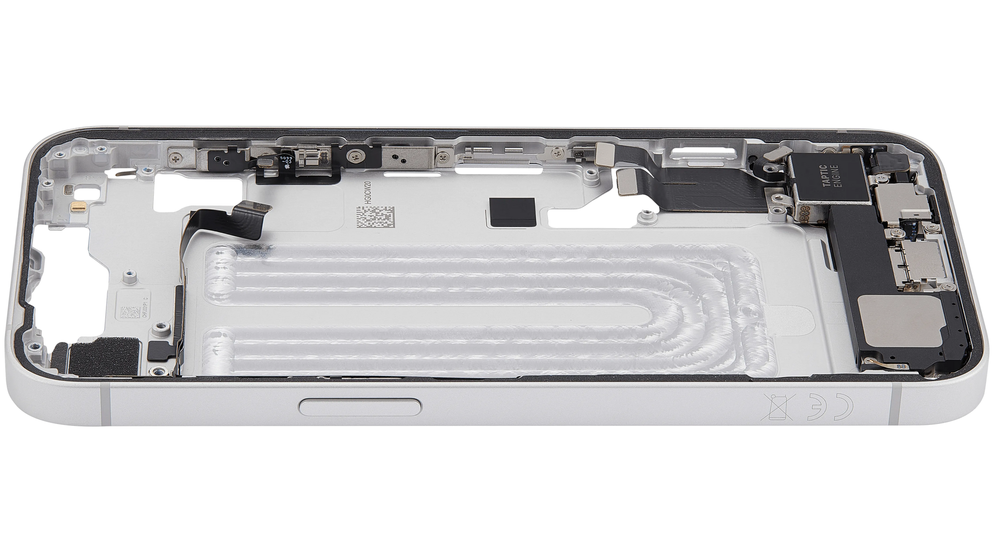 Mid-Frame Housing W/ Charging Port Flex & Small Parts For iPhone 16e (EU / Global Version) (Pull) (White)