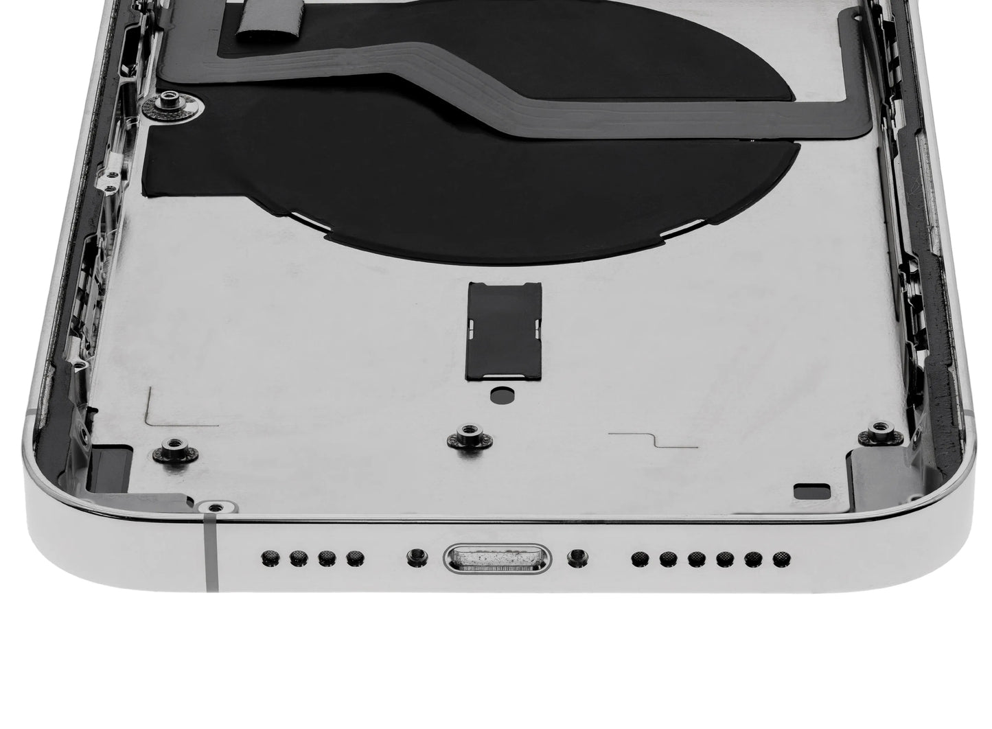 Back Housing W/ Charging Port Flex & Small Parts For iPhone 12 Pro Max (US Version) (Used OEM) (Pull) (Silver)