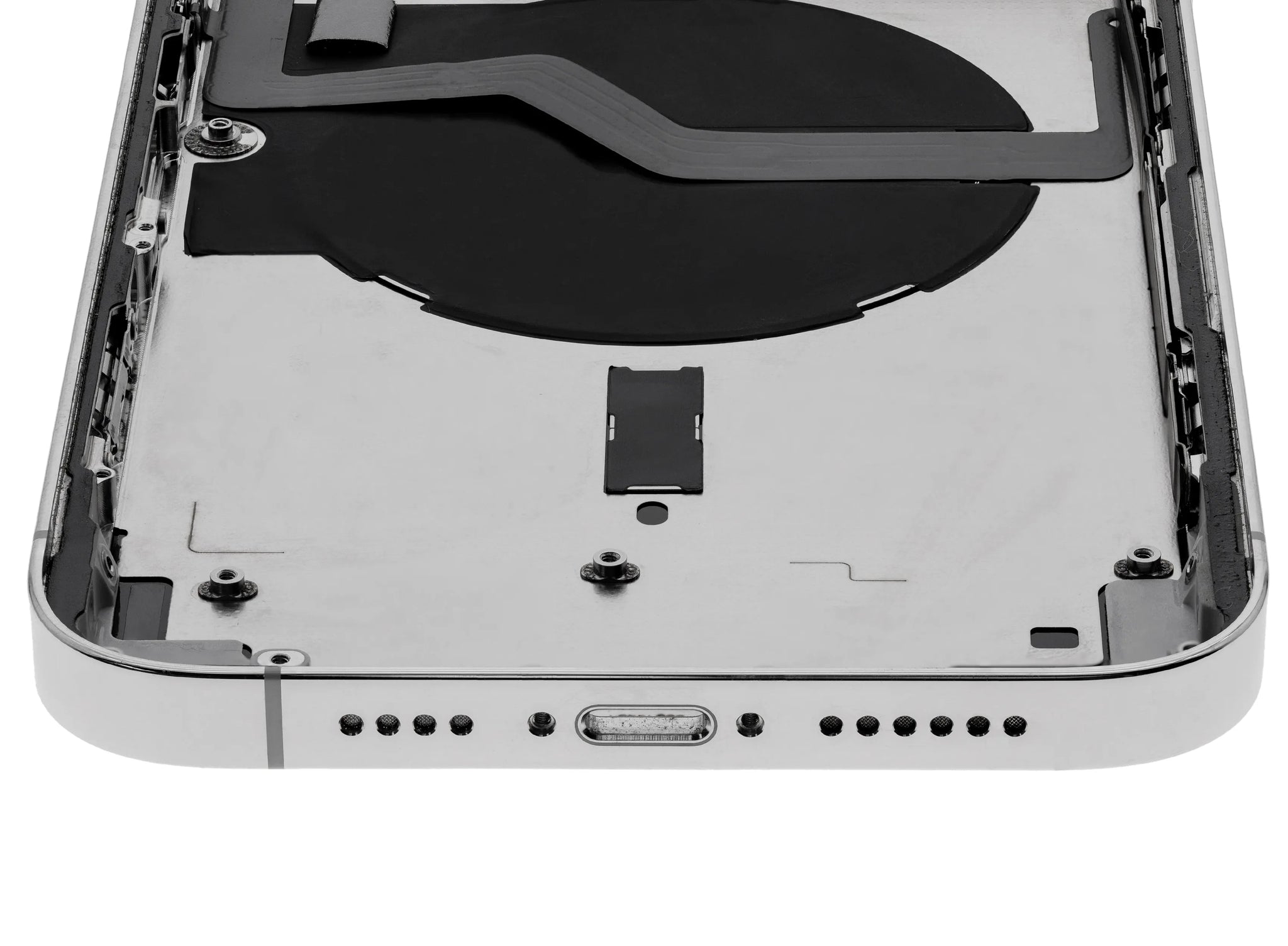 Back Housing W/ Charging Port Flex & Small Parts For iPhone 12 Pro Max (US Version) (Used OEM) (Pull) (Silver)