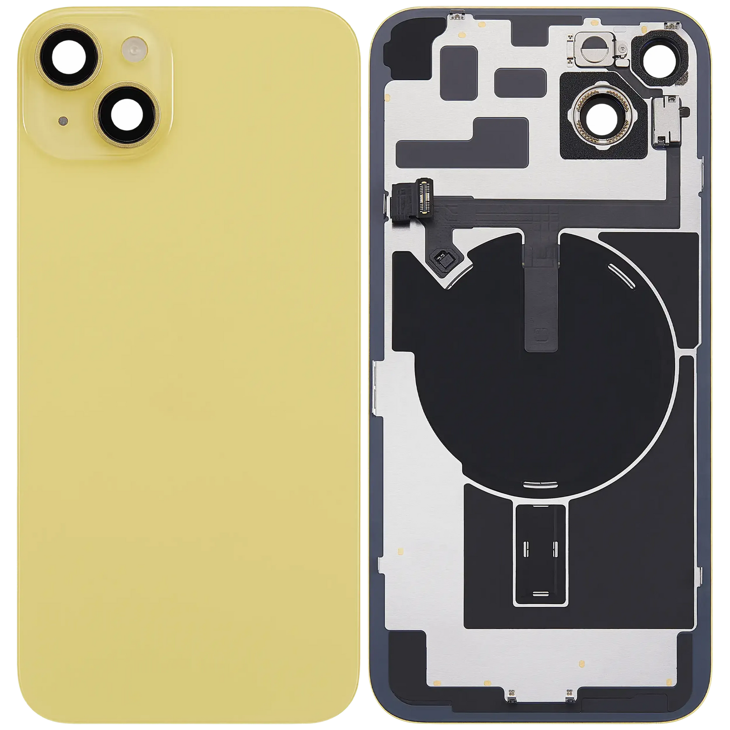 Back Glass w/ MagSafe Magnet & NFC & Flashlight Flex For iPhone 14 Plus (Pull) (Yellow)