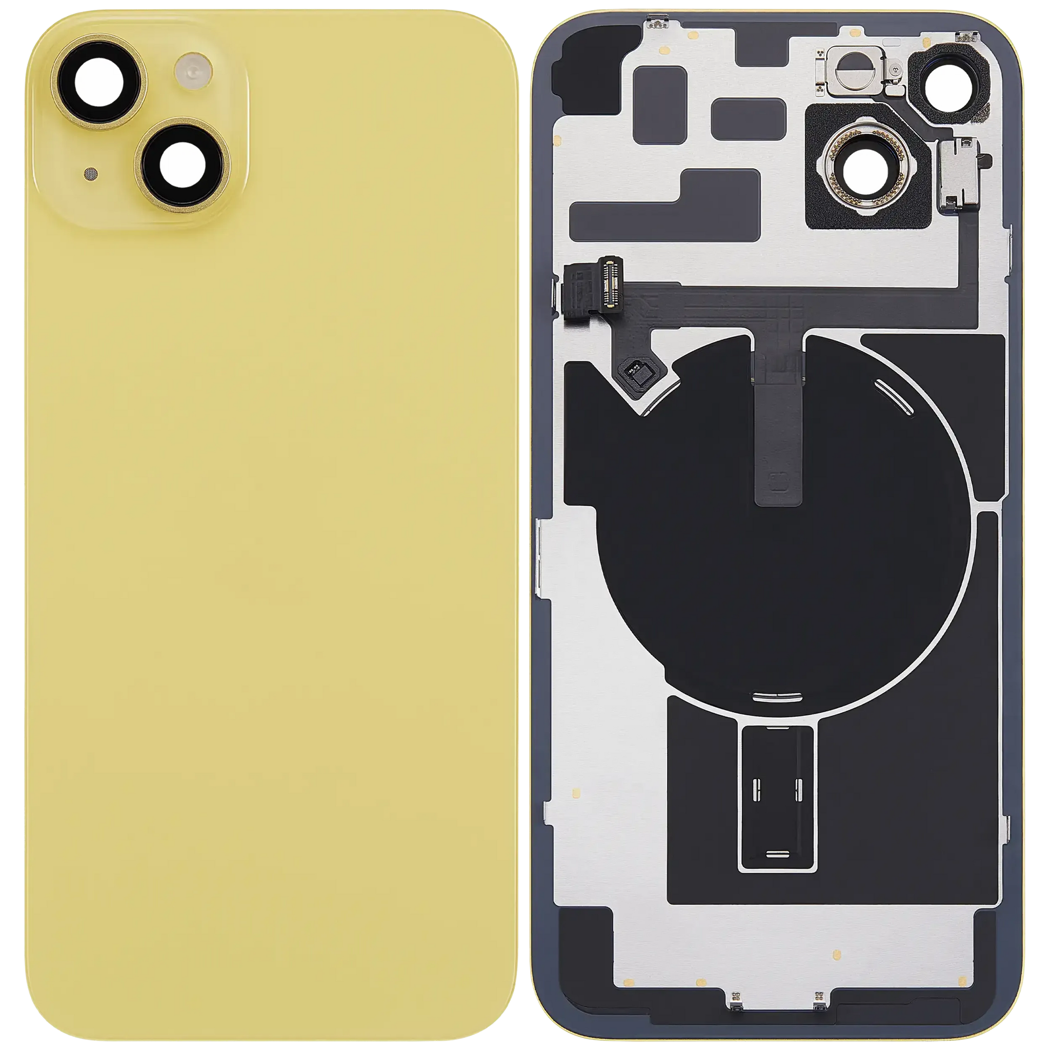 Back Glass w/ MagSafe Magnet & NFC & Flashlight Flex For iPhone 14 Plus (Pull) (Yellow)