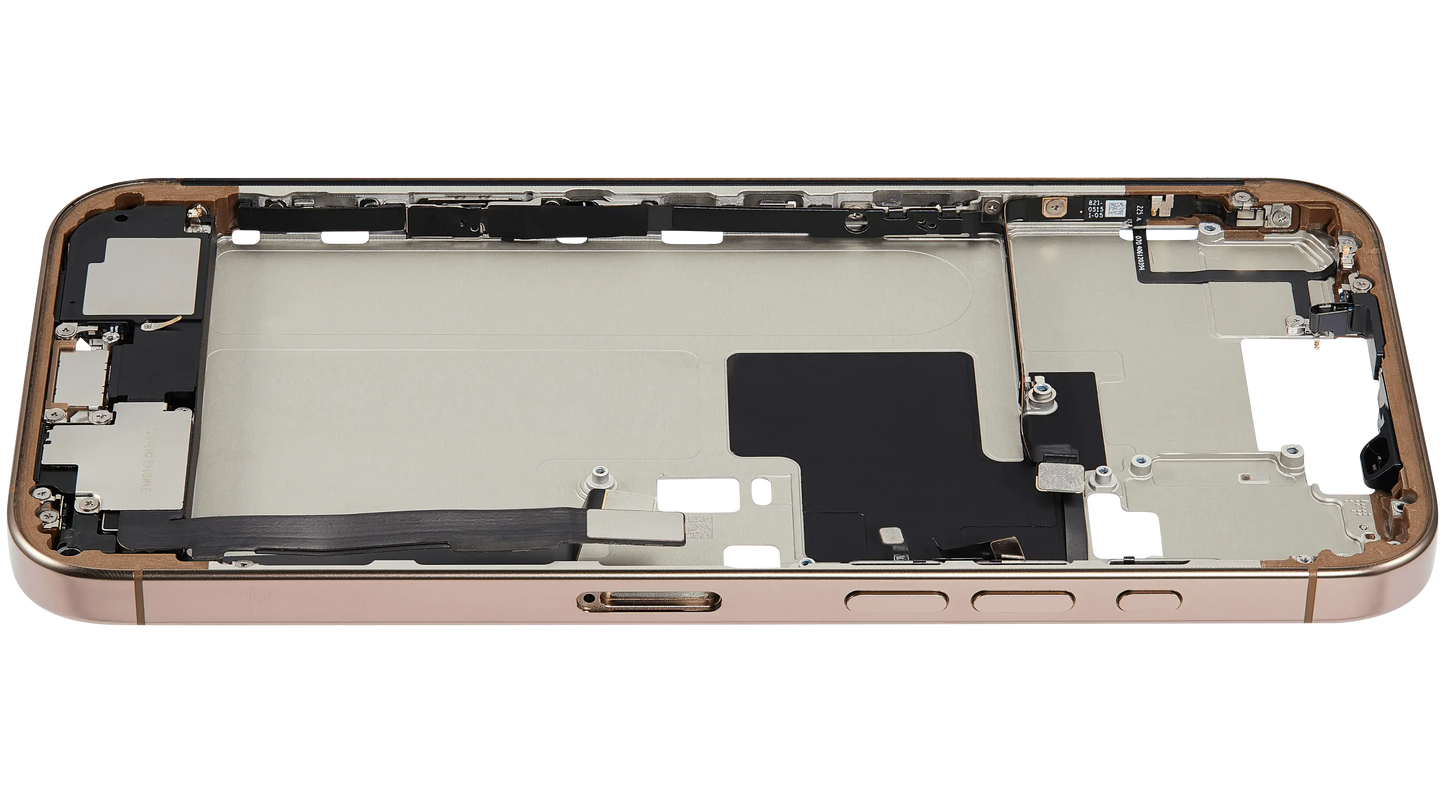 Mid-Frame Housing W/ Charging Port Flex & Small Parts For iPhone 16 Pro Max (EU / Global Version) (Pull) (Desert Titanium)